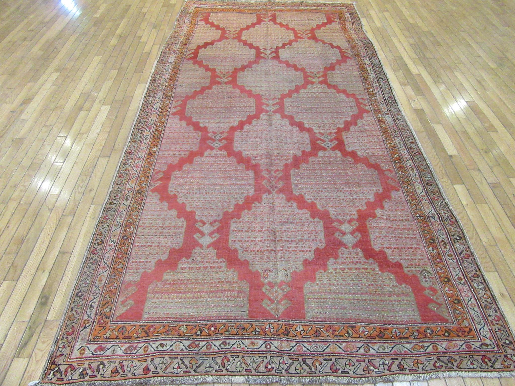 Other Antique Hand Knotted Wool Red Persian Meshkin Gallery Rug For Sale