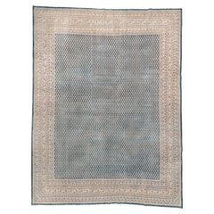 Antique Persian Mir Carpet, Blue Boteh Field, circa 1930s