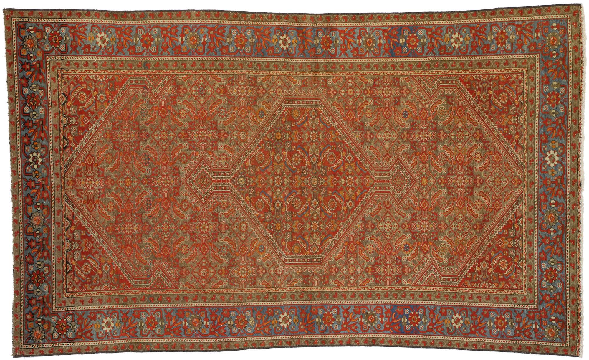 Antique Persian Mishan Malayer Rug with Northwestern Arts & Crafts Style For Sale 4