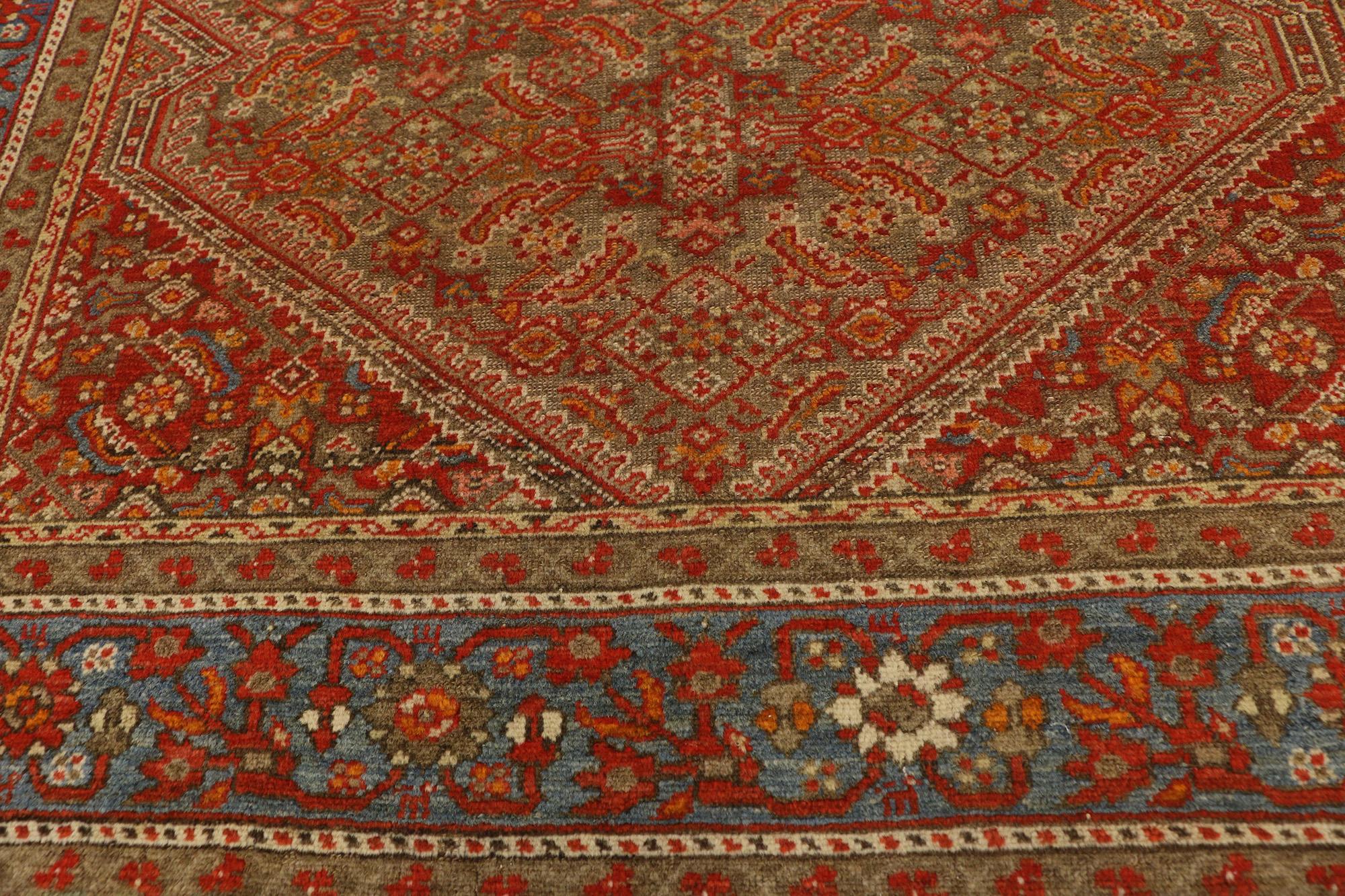 Antique Persian Mishan Malayer Rug with Northwestern Arts & Crafts Style In Good Condition For Sale In Dallas, TX