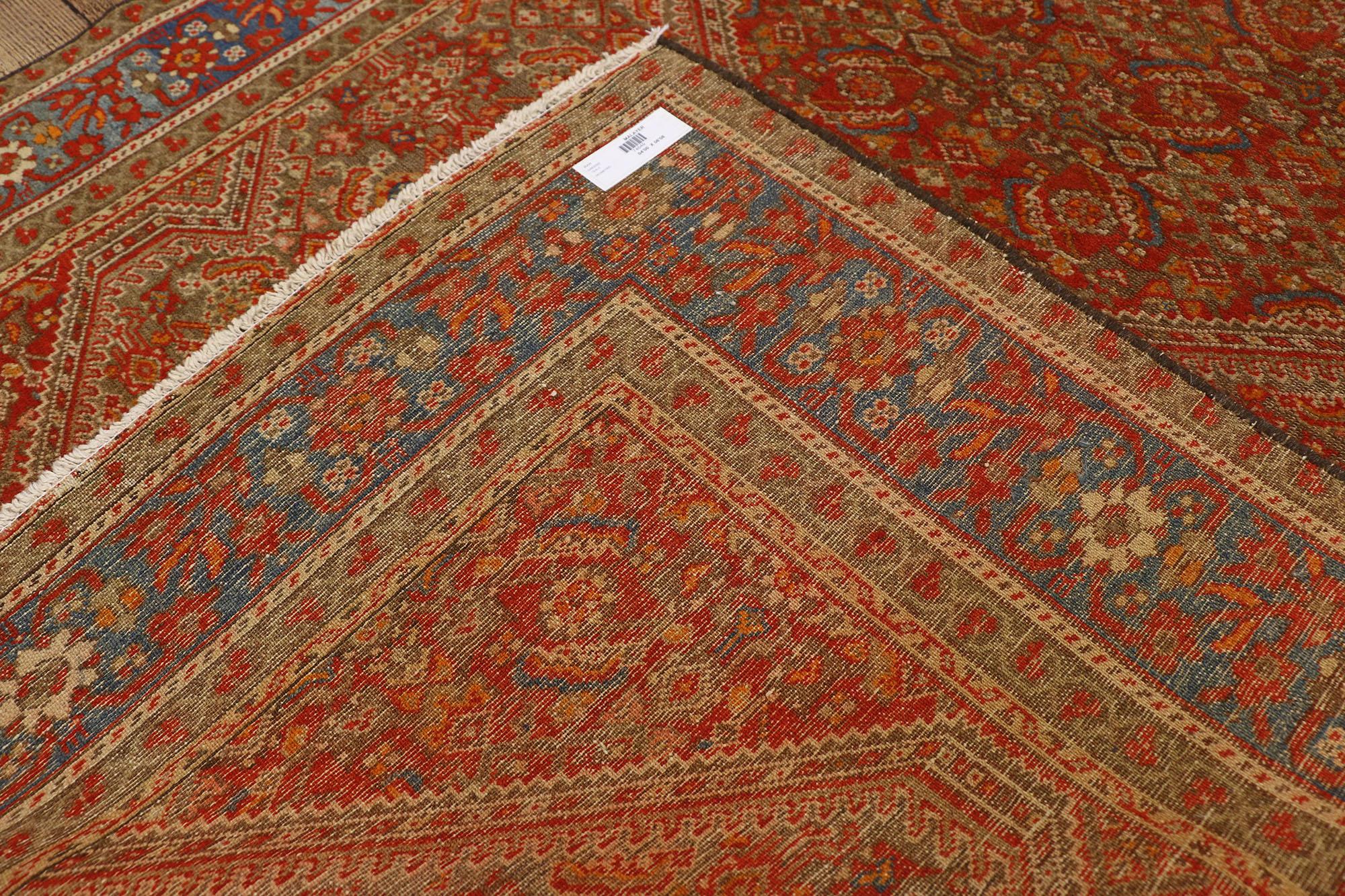 19th Century Antique Persian Mishan Malayer Rug with Northwestern Arts & Crafts Style For Sale