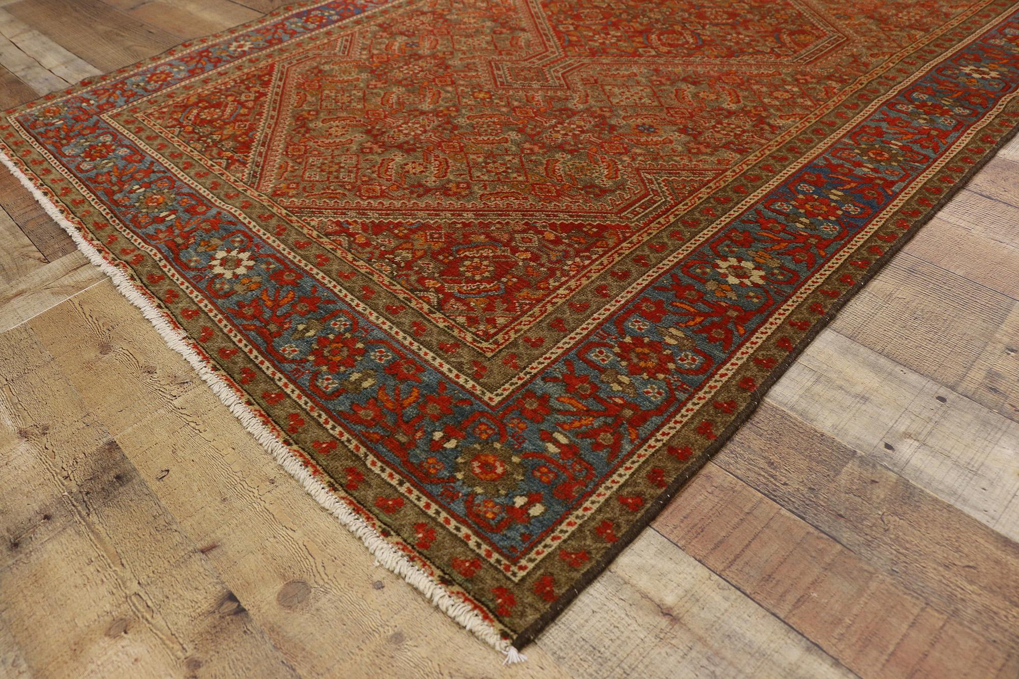 Wool Antique Persian Mishan Malayer Rug with Northwestern Arts & Crafts Style For Sale