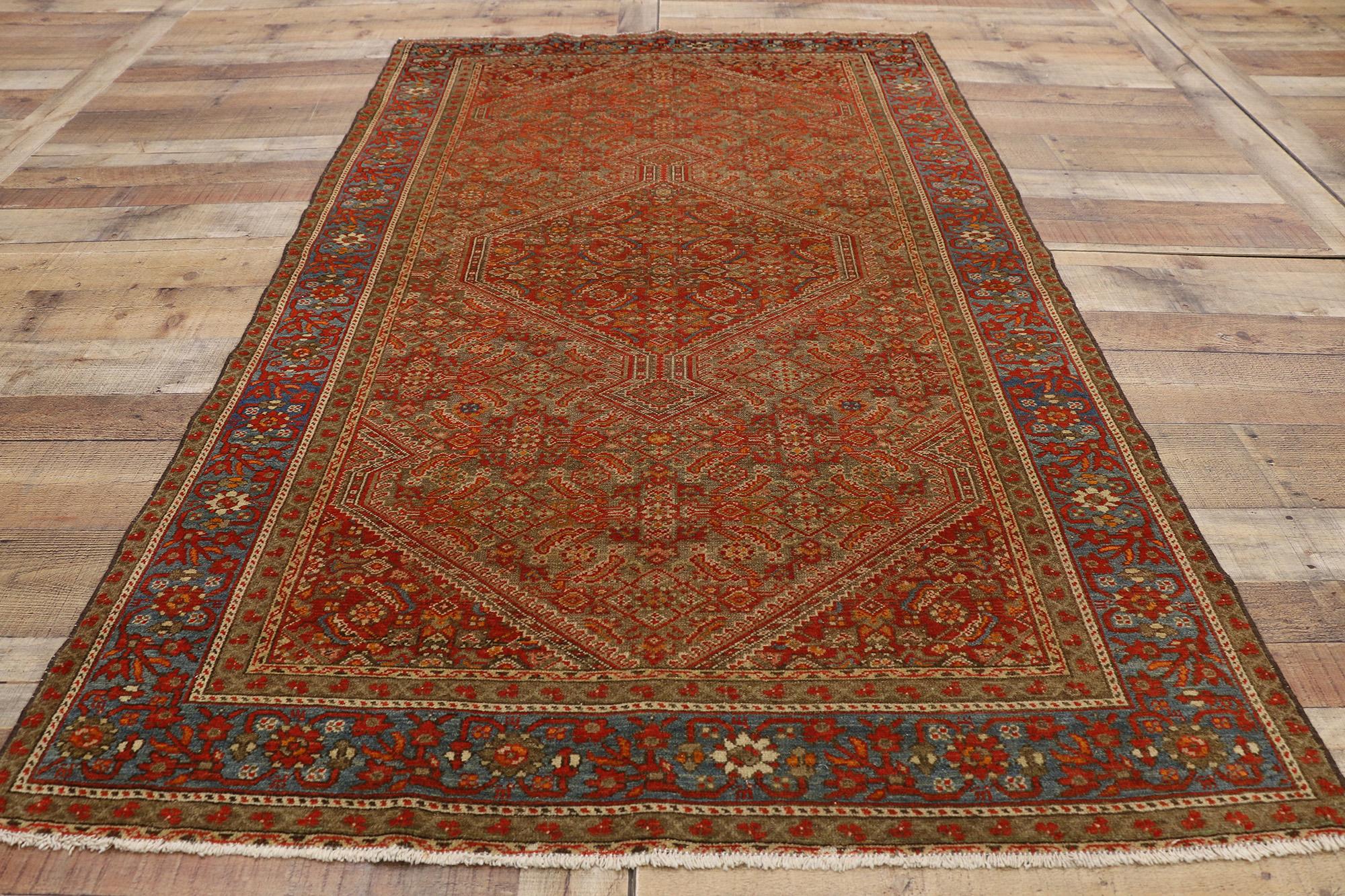 Antique Persian Mishan Malayer Rug with Northwestern Arts & Crafts Style For Sale 1