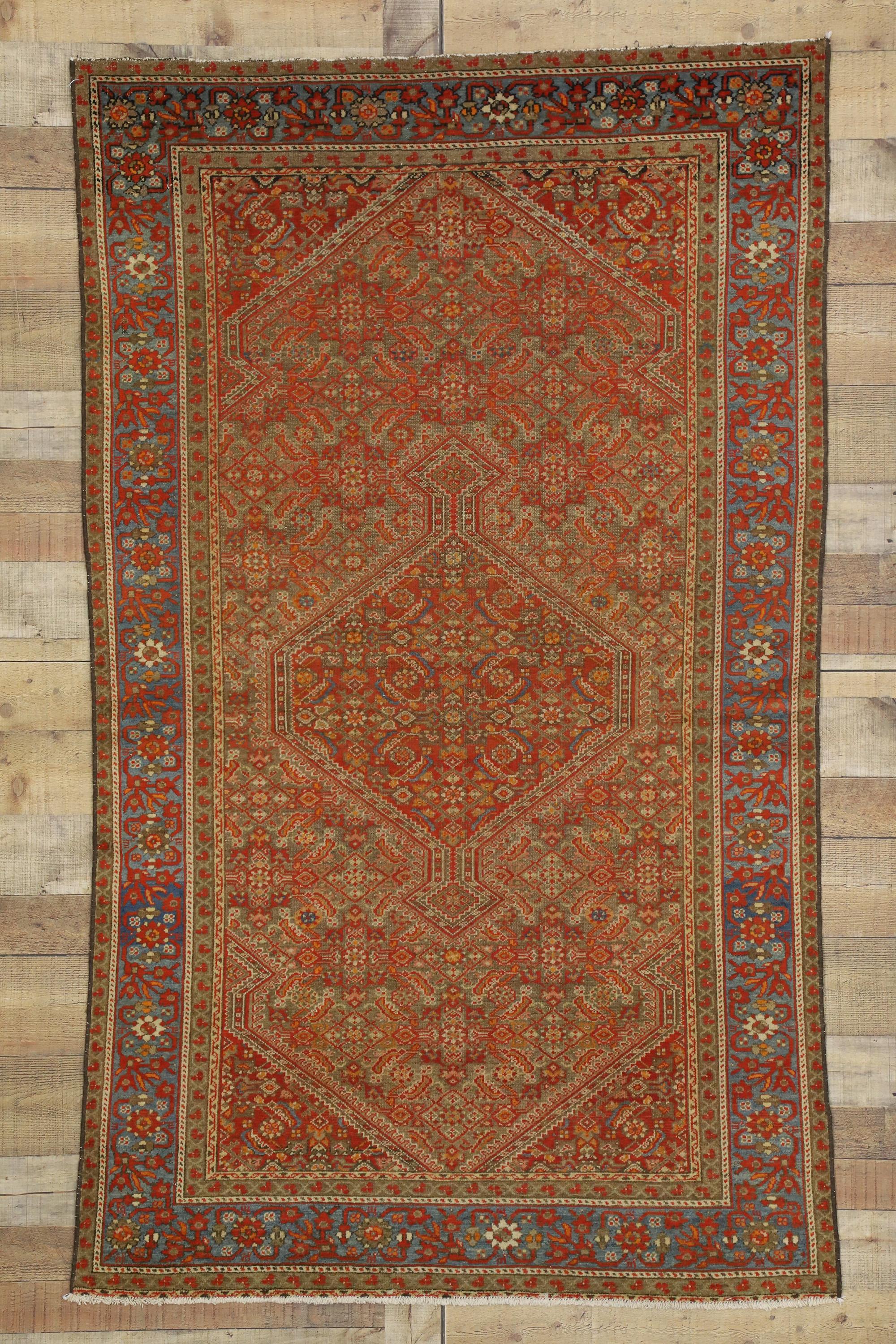 Antique Persian Mishan Malayer Rug with Northwestern Arts & Crafts Style For Sale 2