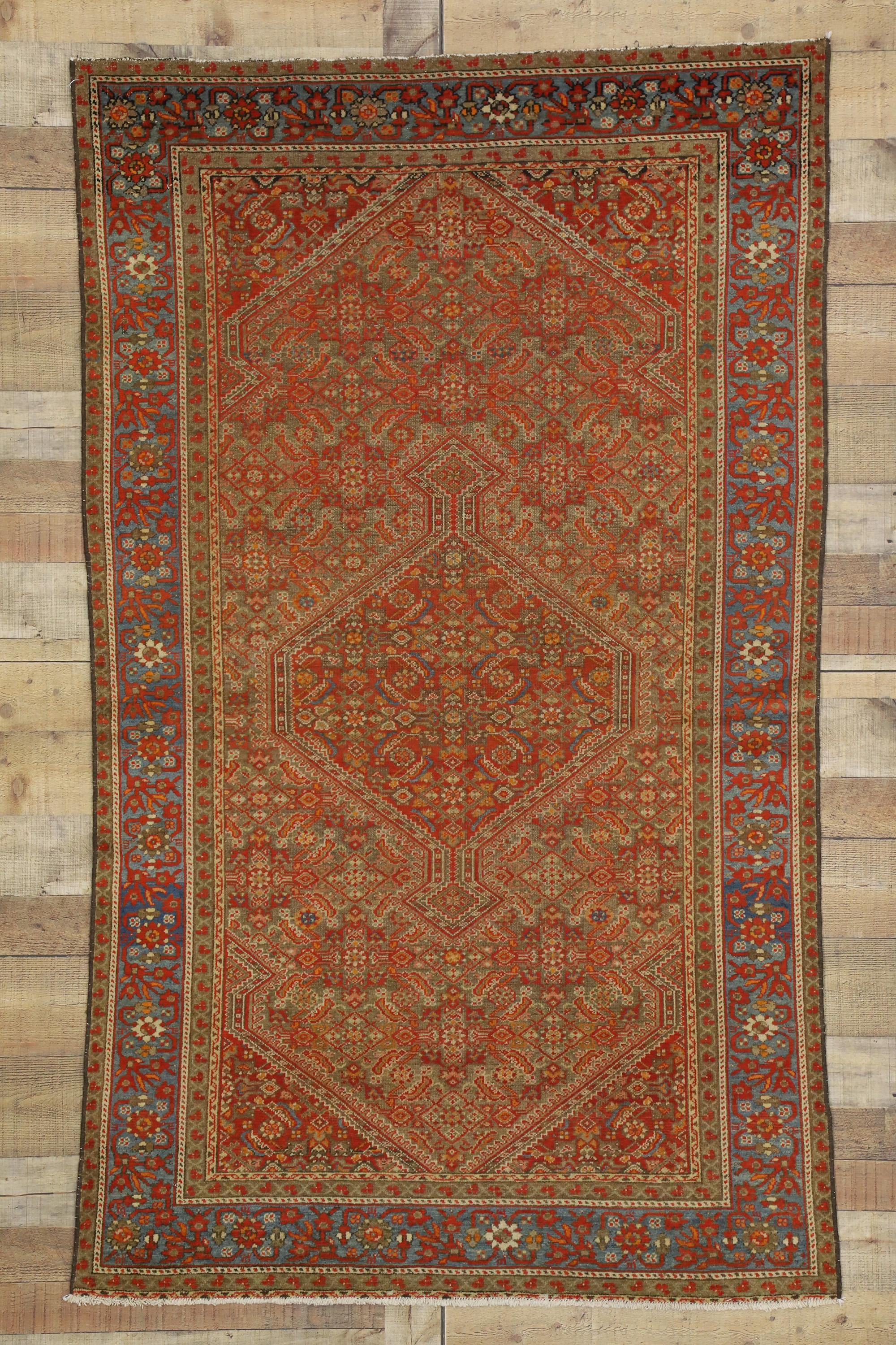Antiker persischer Mishan Malayer-Teppich mit Nordwest-Stil im Arts and Crafts-Stil im Angebot 1
