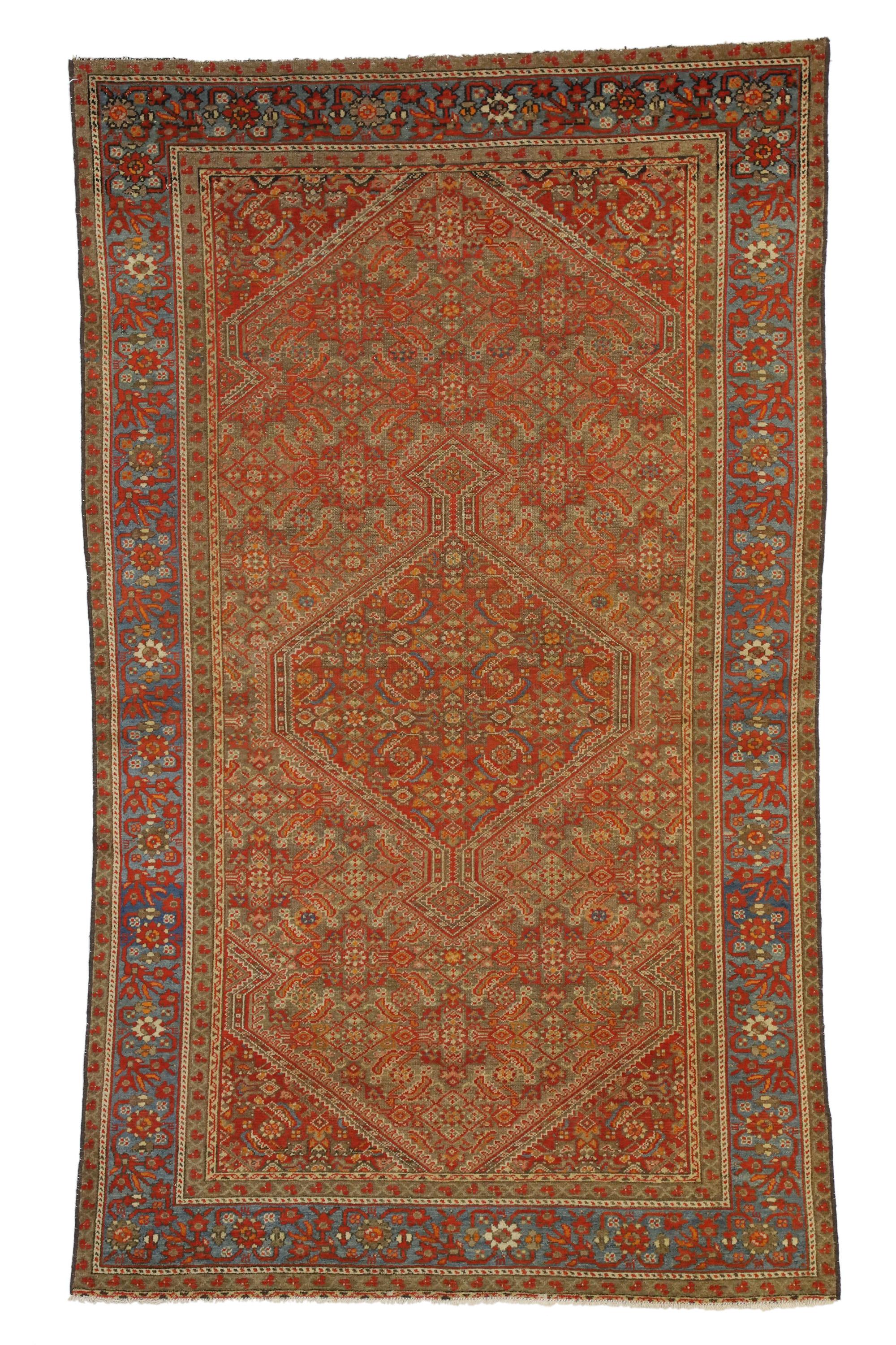 Antique Persian Mishan Malayer Rug with Northwestern Arts & Crafts Style For Sale 3