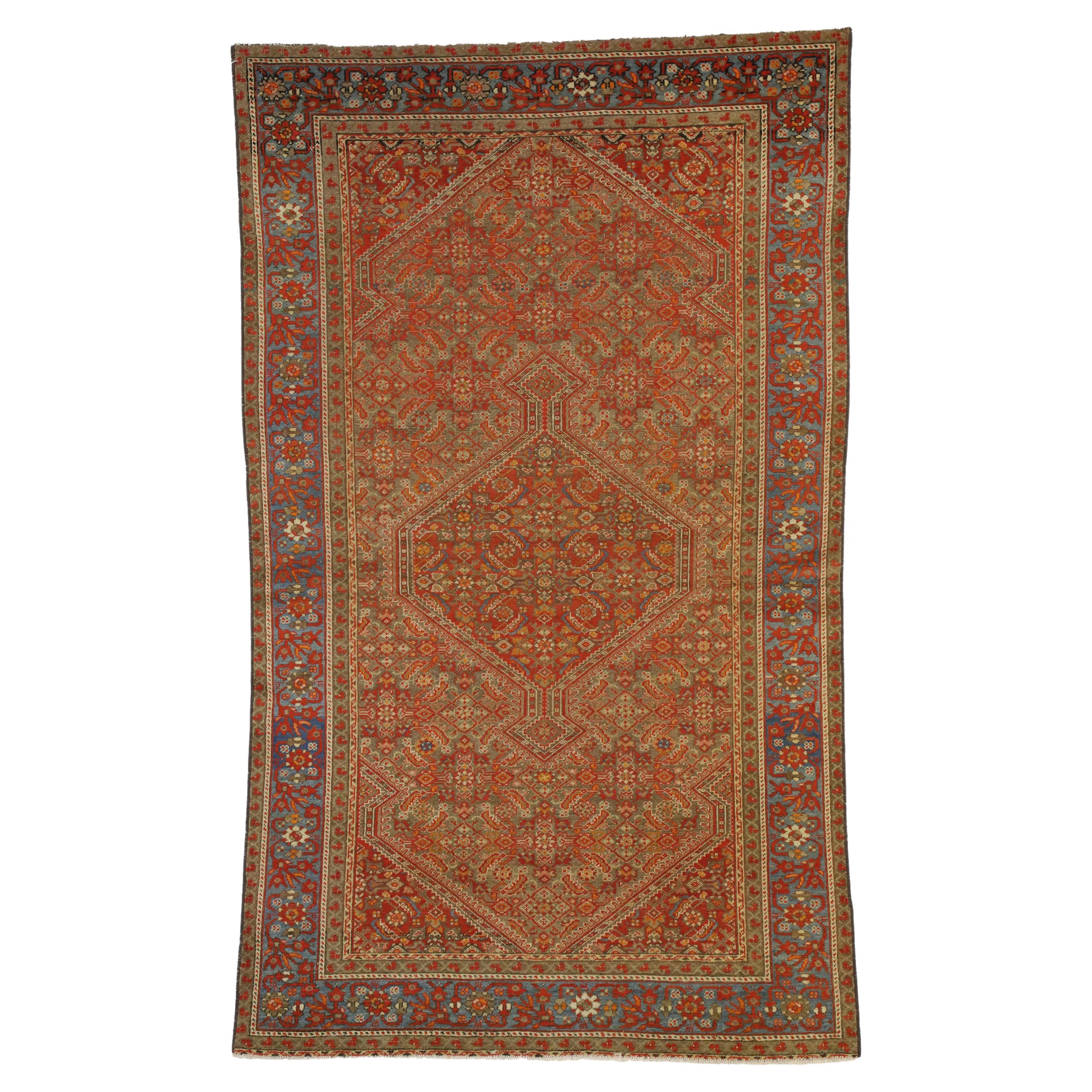 Antique Persian Mishan Malayer Rug with Northwestern Arts & Crafts Style For Sale