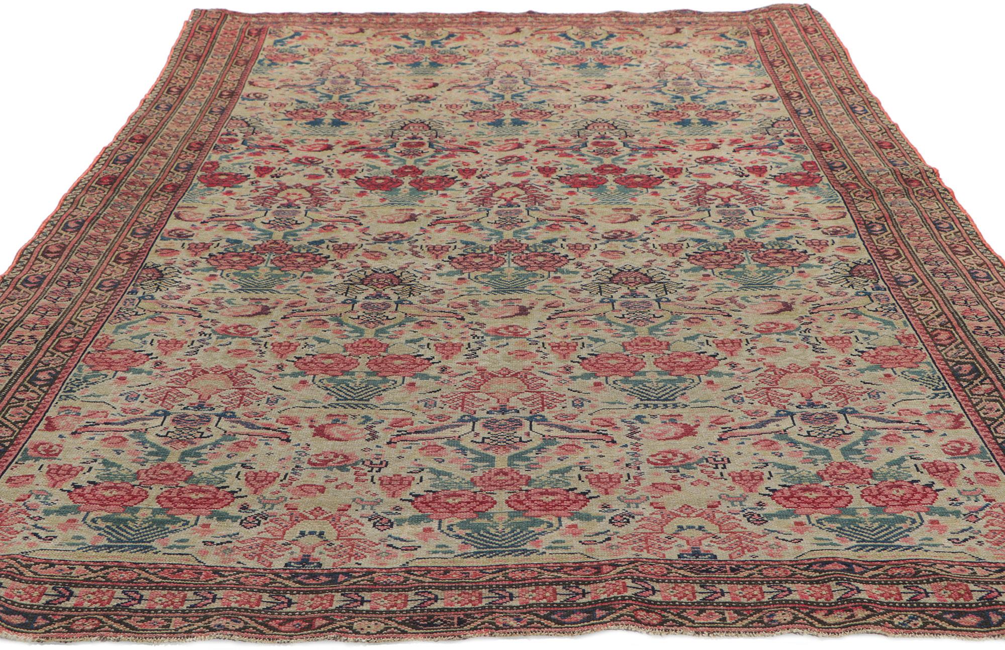 Hand-Knotted Antique Persian Mishan Malayer Rug with Zil es Sultan Design For Sale
