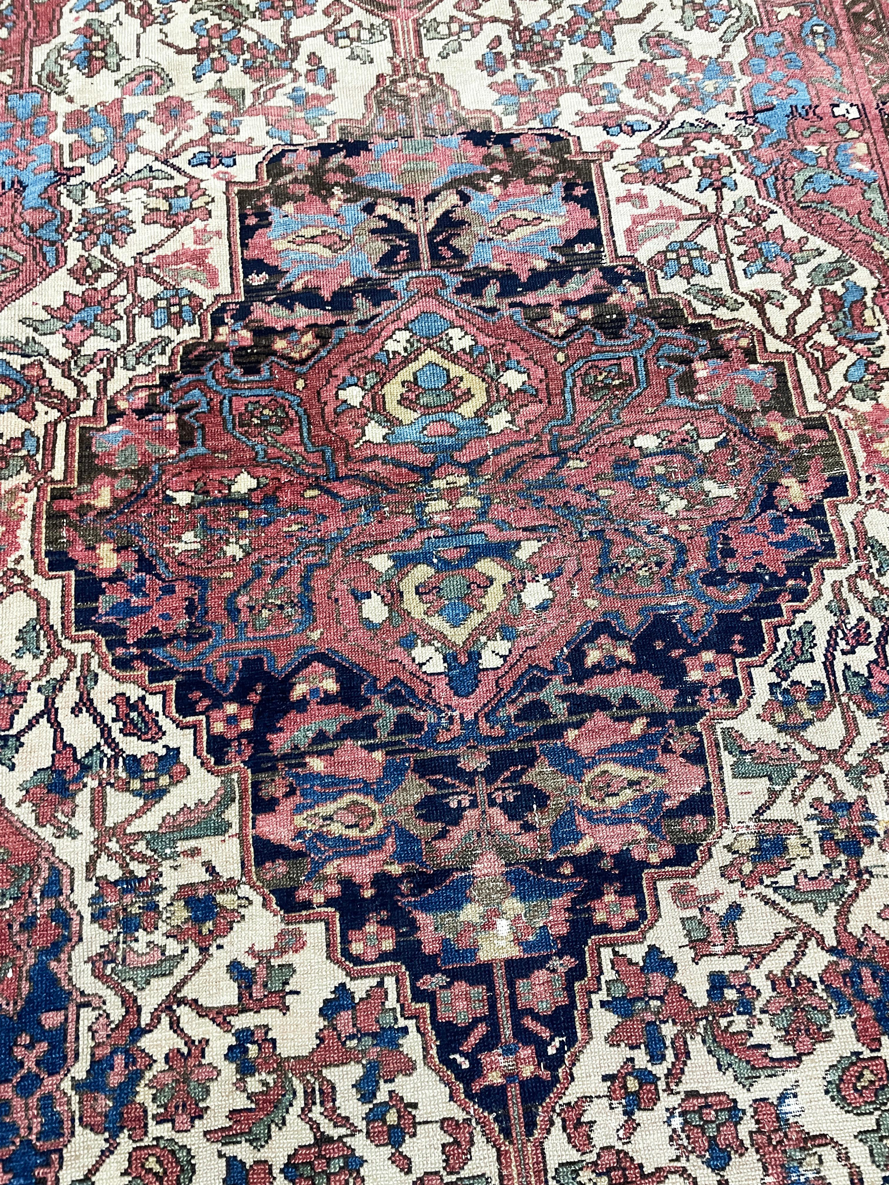 Hand-Knotted Antique Persian Mission Melayer Rug, AS IS c-1880 For Sale