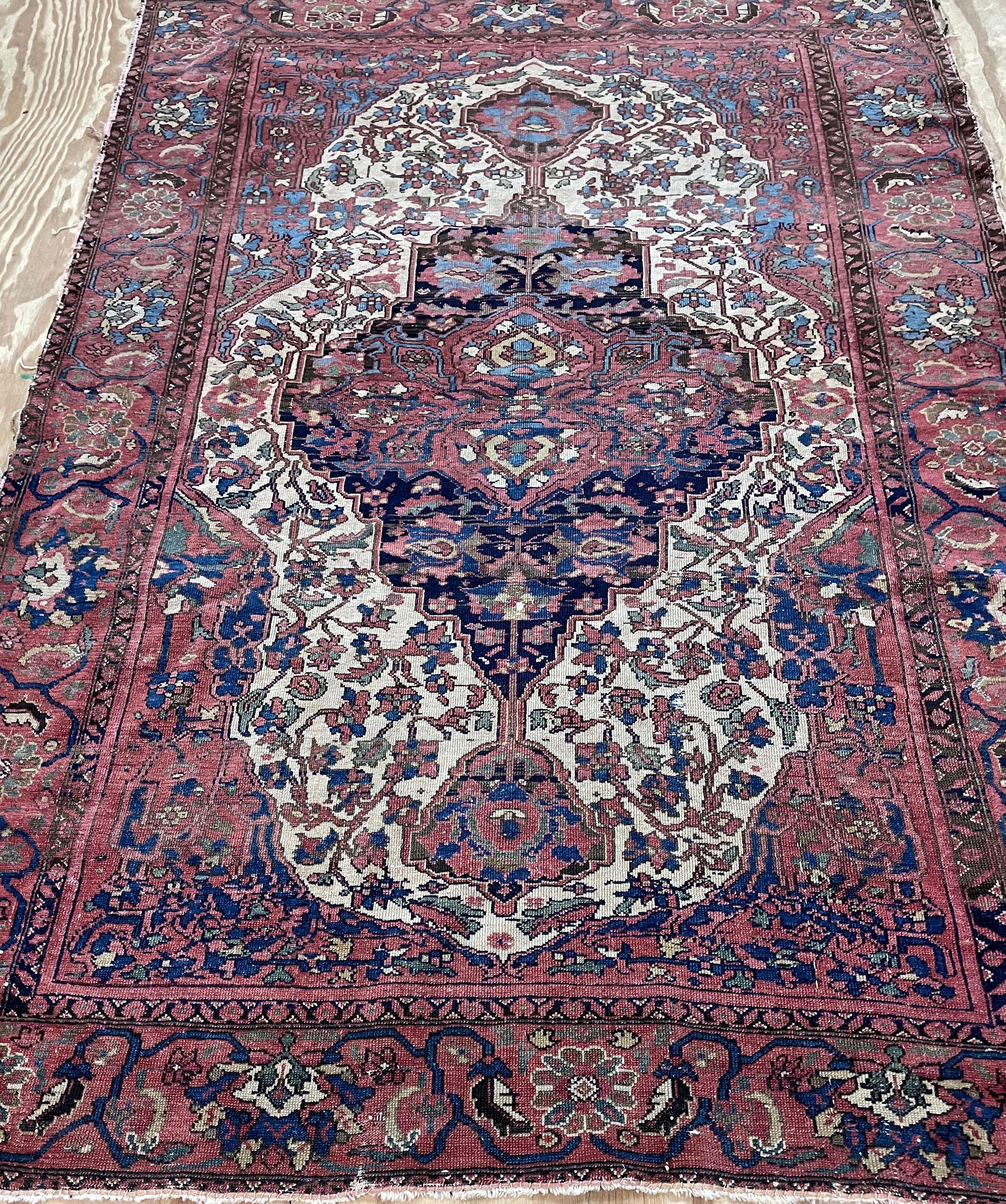 19th Century Antique Persian Mission Melayer Rug, AS IS c-1880 For Sale