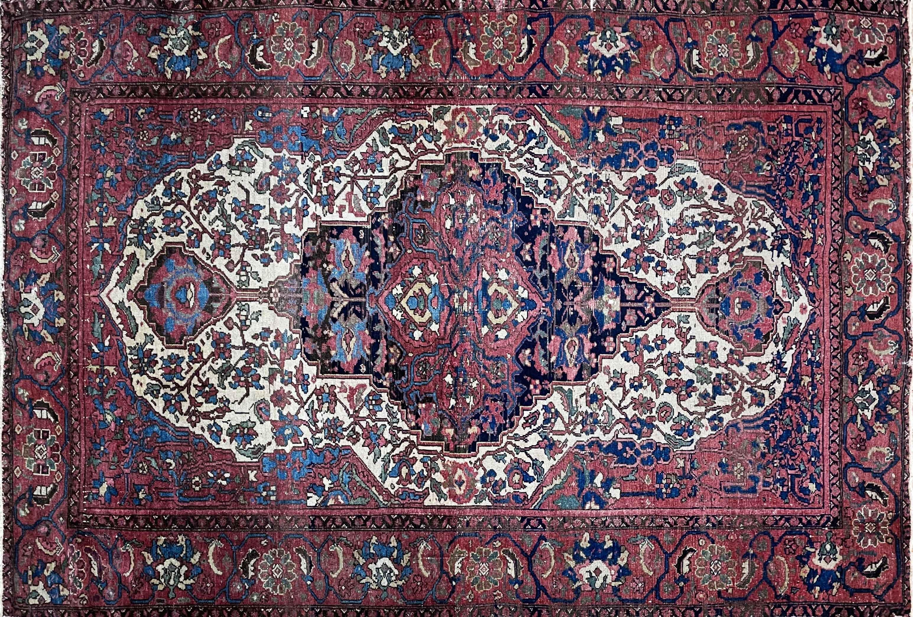 Wool Antique Persian Mission Melayer Rug, AS IS c-1880 For Sale