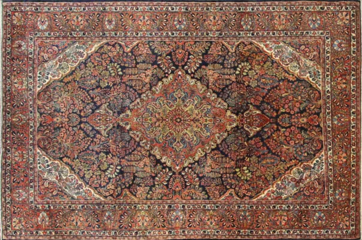 Amazing antique Persian carpet with: rich colors, fine quality, Fables design, excellent condition, professionally cleaned, great room size and made in early twenty century.
 One of the top high end Persian carpet maker.
The source of this