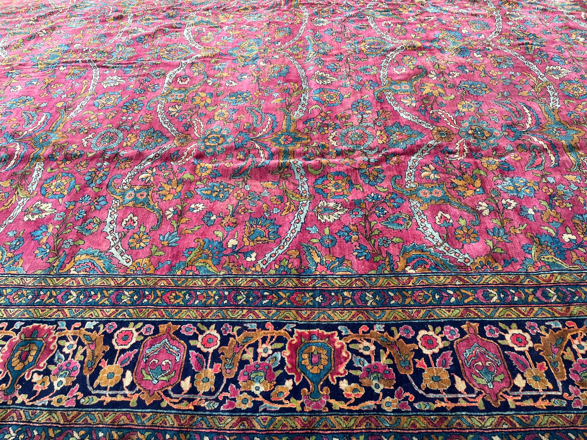 Antique Persian Mohajeran Sarouk carpet, Most Unusual For Sale 9