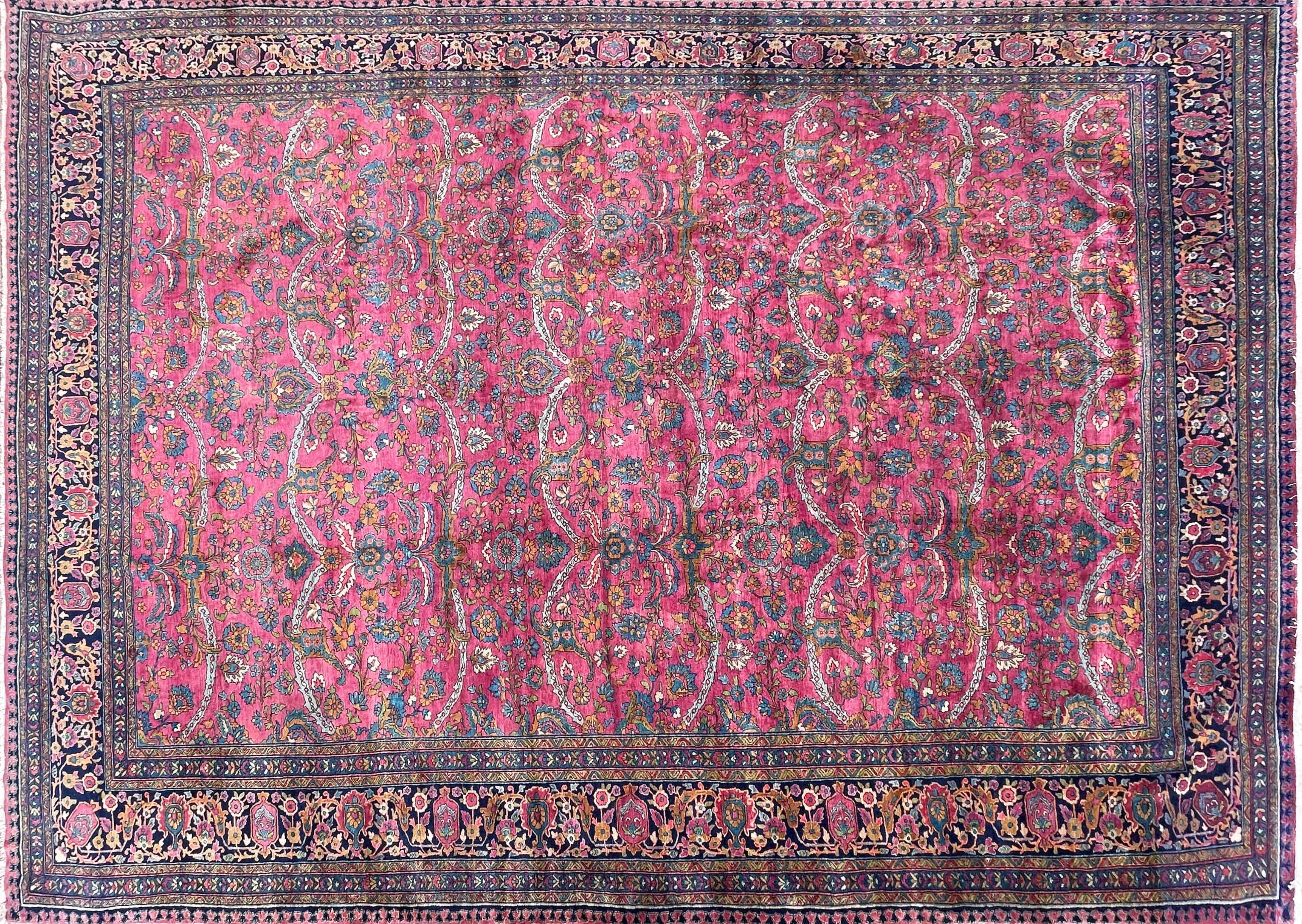 Sarouk Farahan Antique Persian Mohajeran Sarouk carpet, Most Unusual For Sale