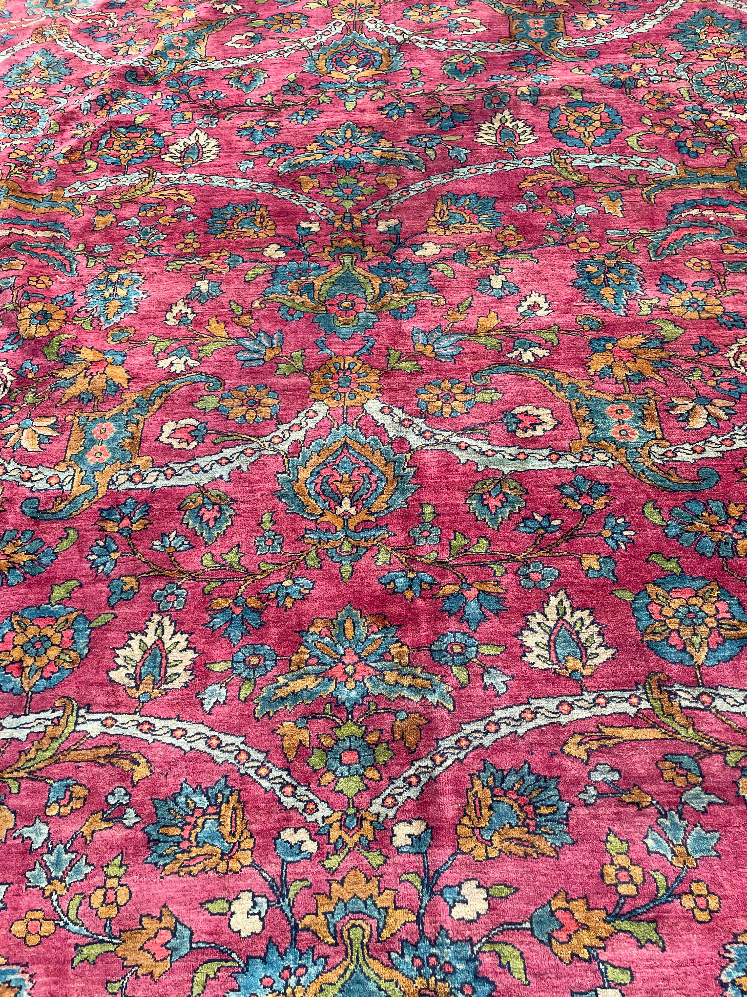 Hand-Knotted Antique Persian Mohajeran Sarouk carpet, Most Unusual For Sale