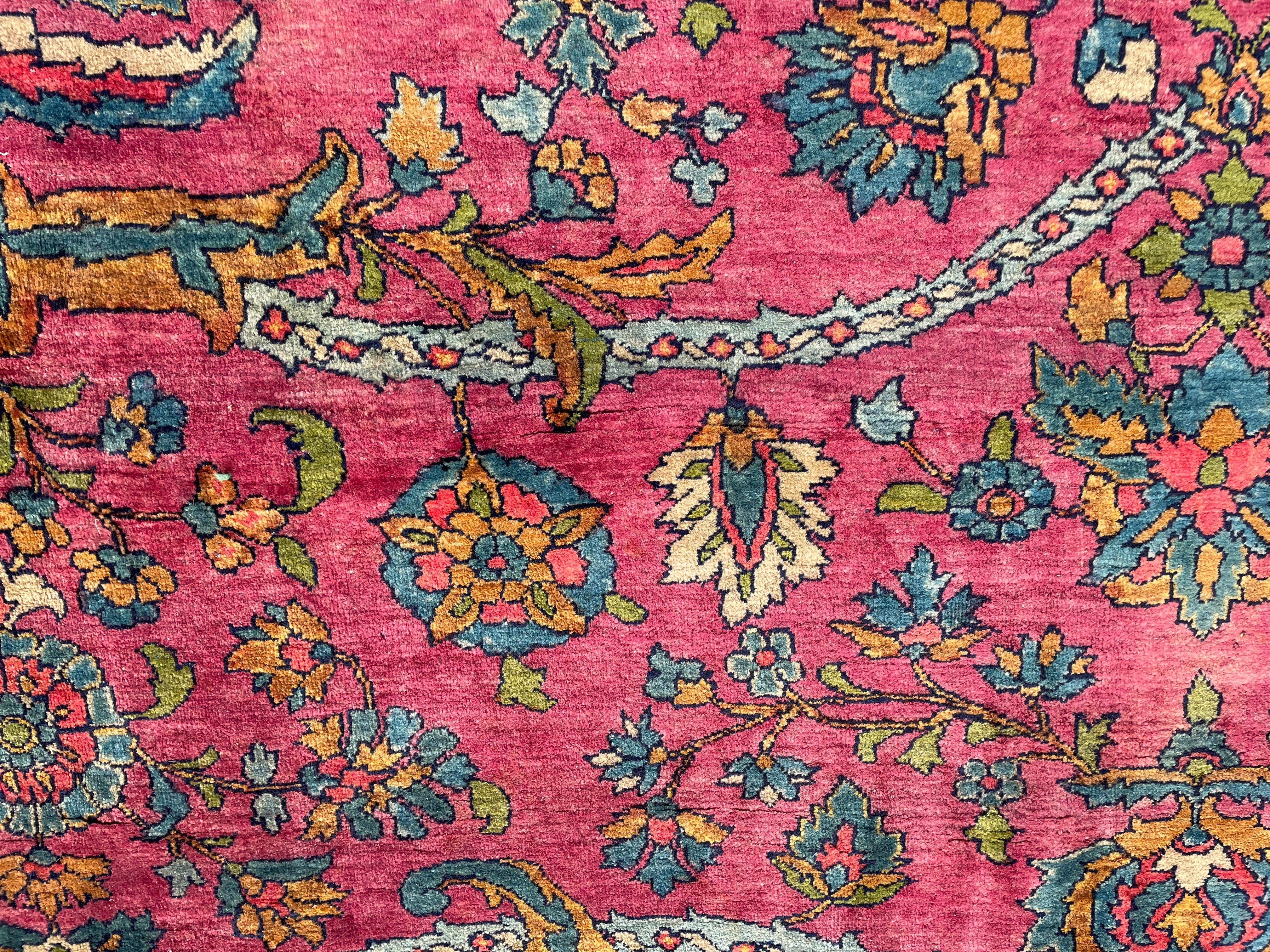 20th Century Antique Persian Mohajeran Sarouk carpet, Most Unusual For Sale
