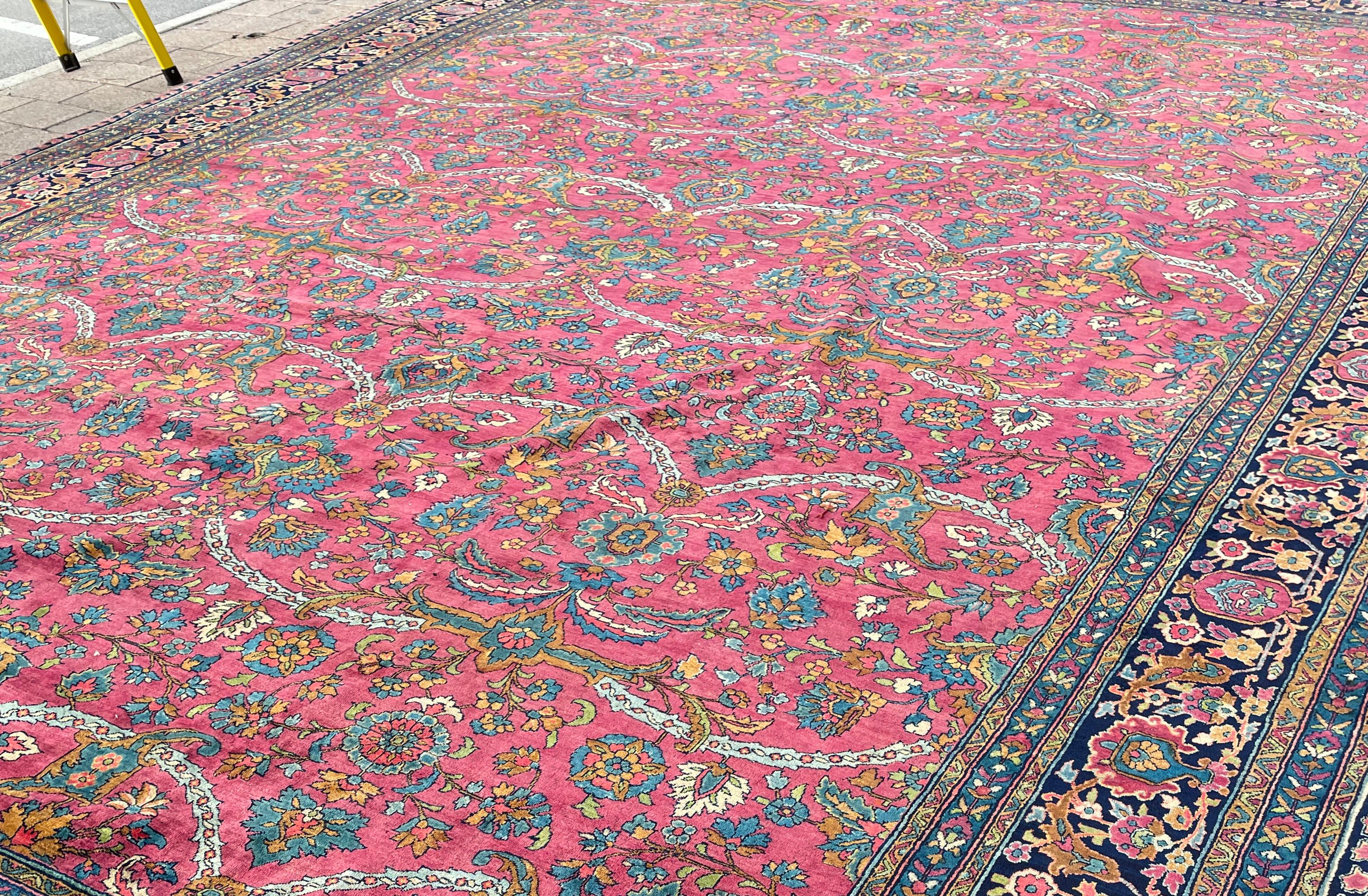 Antique Persian Mohajeran Sarouk carpet, Most Unusual For Sale 1