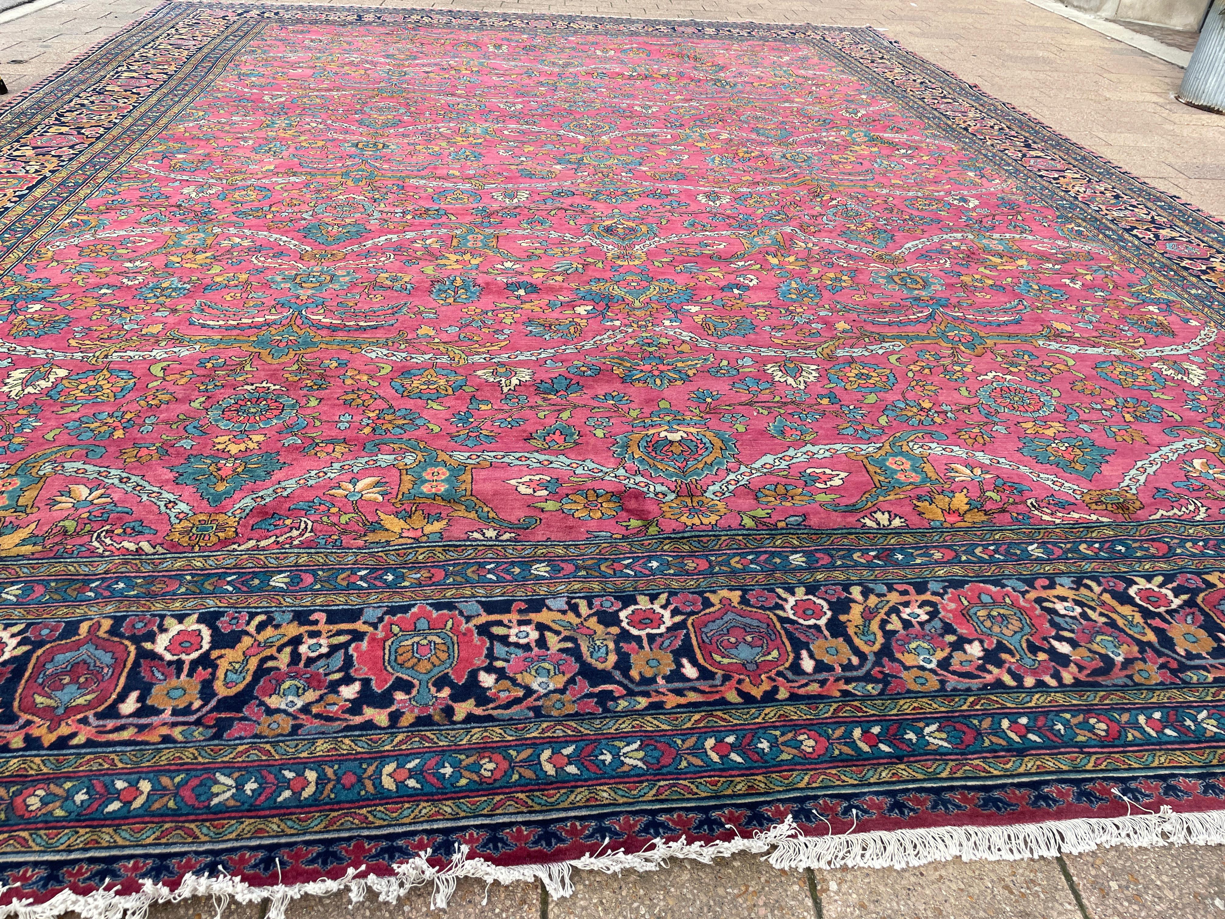 Antique Persian Mohajeran Sarouk carpet, Most Unusual For Sale 2