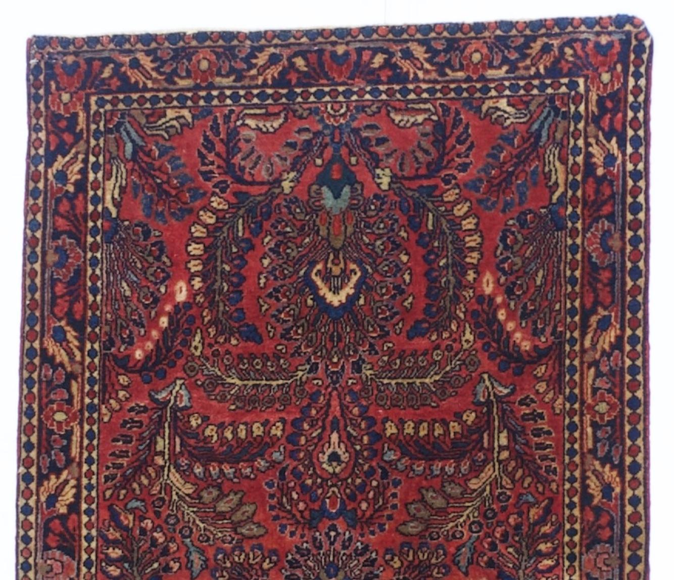 Antiker persischer Mohajeran-Sarouk-Teppich  2’6