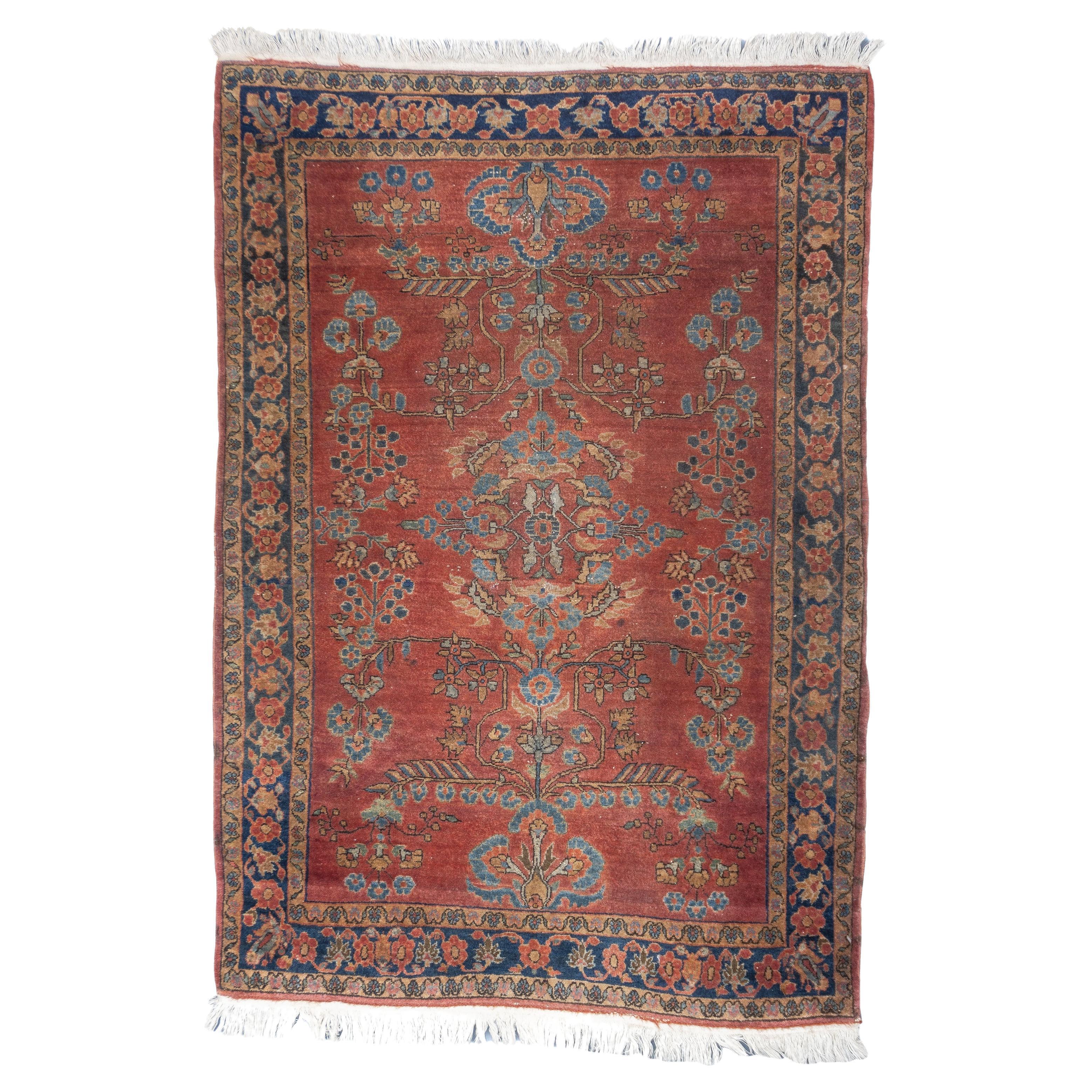 Antique Persian Mohajeran Sarouk Rug 3'3'' x 4'8'' For Sale