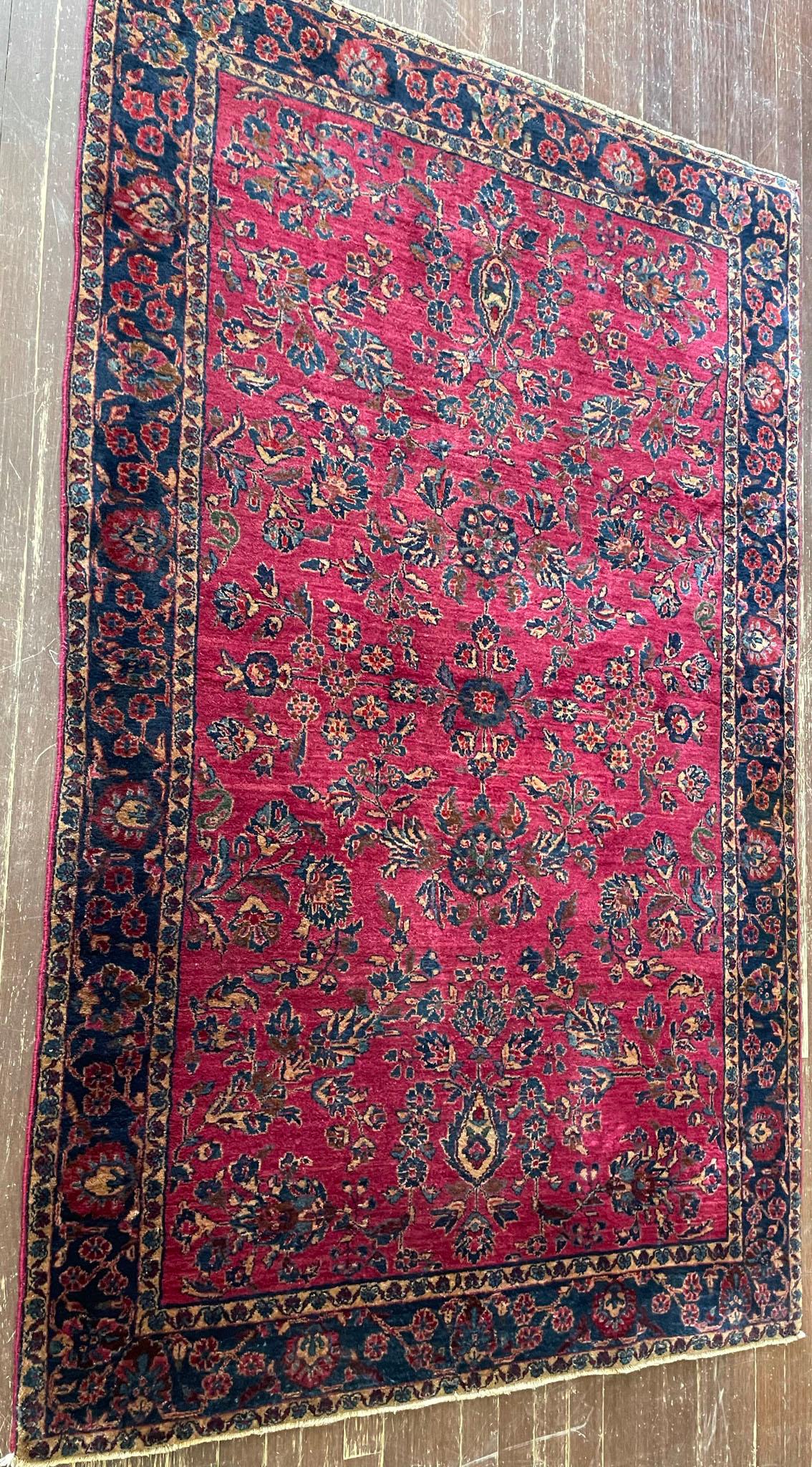 Antique Persian Mohajeran Sarouk Rug, c-1910 4' x 6'4