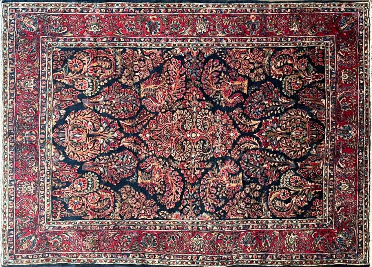Antique handmade Persian Mohajeran Sarouk rug, 6' x 8'6
