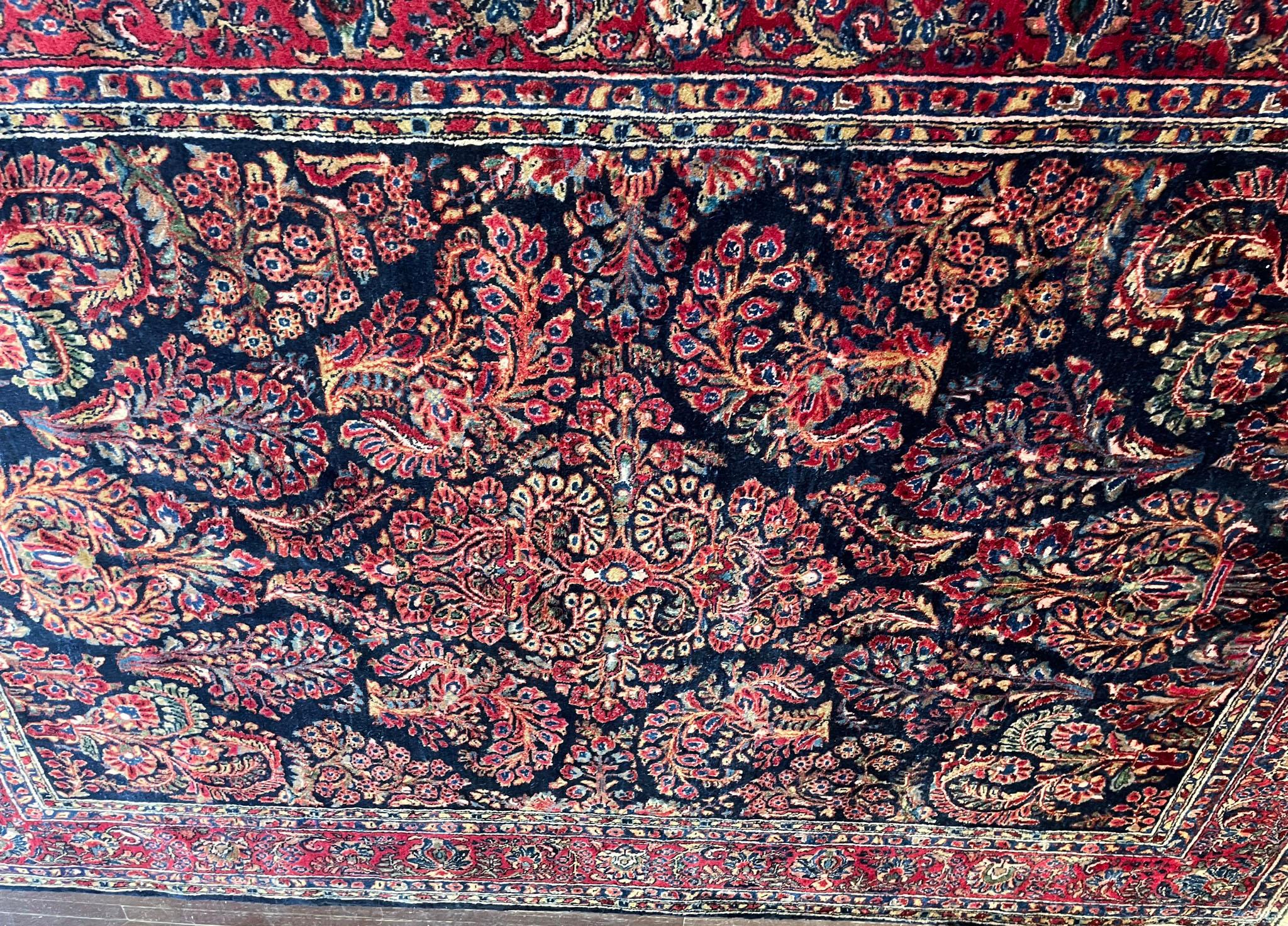 Wool Antique Persian Mohajeran Sarouk Rug, c-1920's 6' x 8'6