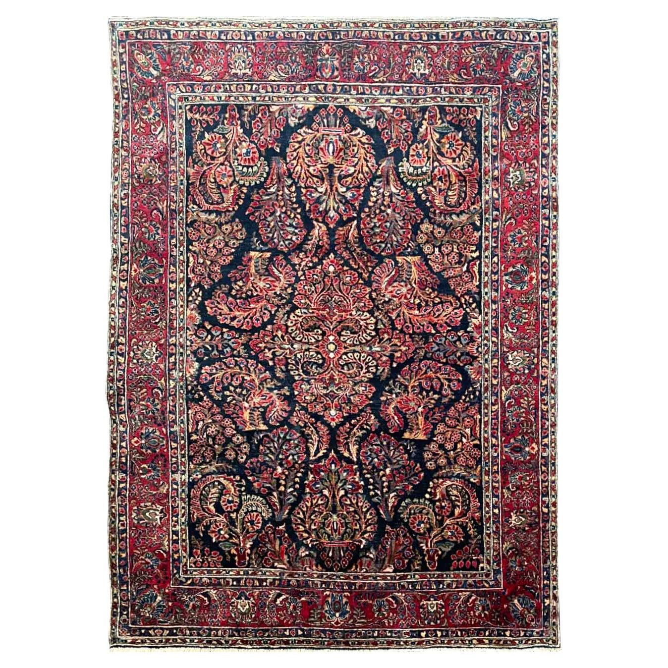 Antique Persian Mohajeran Sarouk Rug, c-1920's 6' x 8'6"