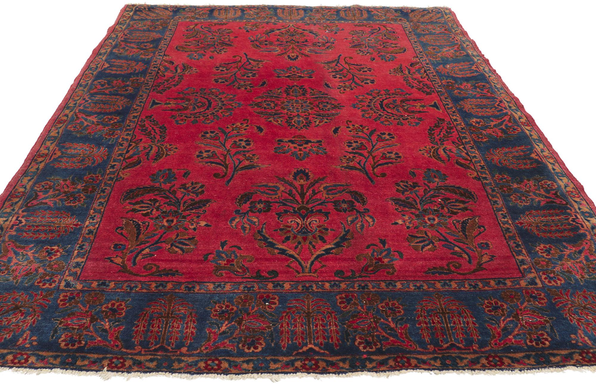 Sarouk Farahan Antique Persian Mohajeran Sarouk Rug For Sale