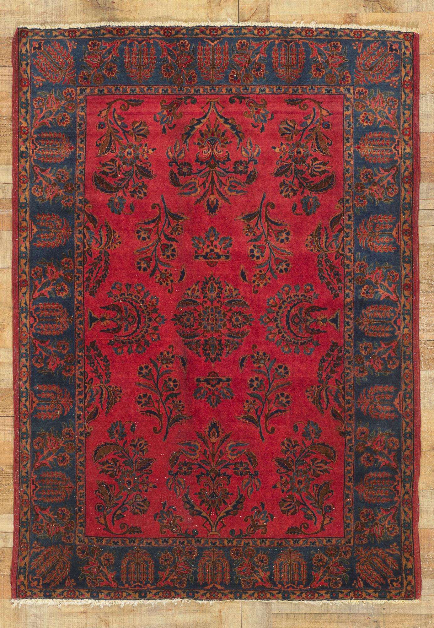 Noué à la main Tapis persan ancien Mohajeran Sarouk en vente