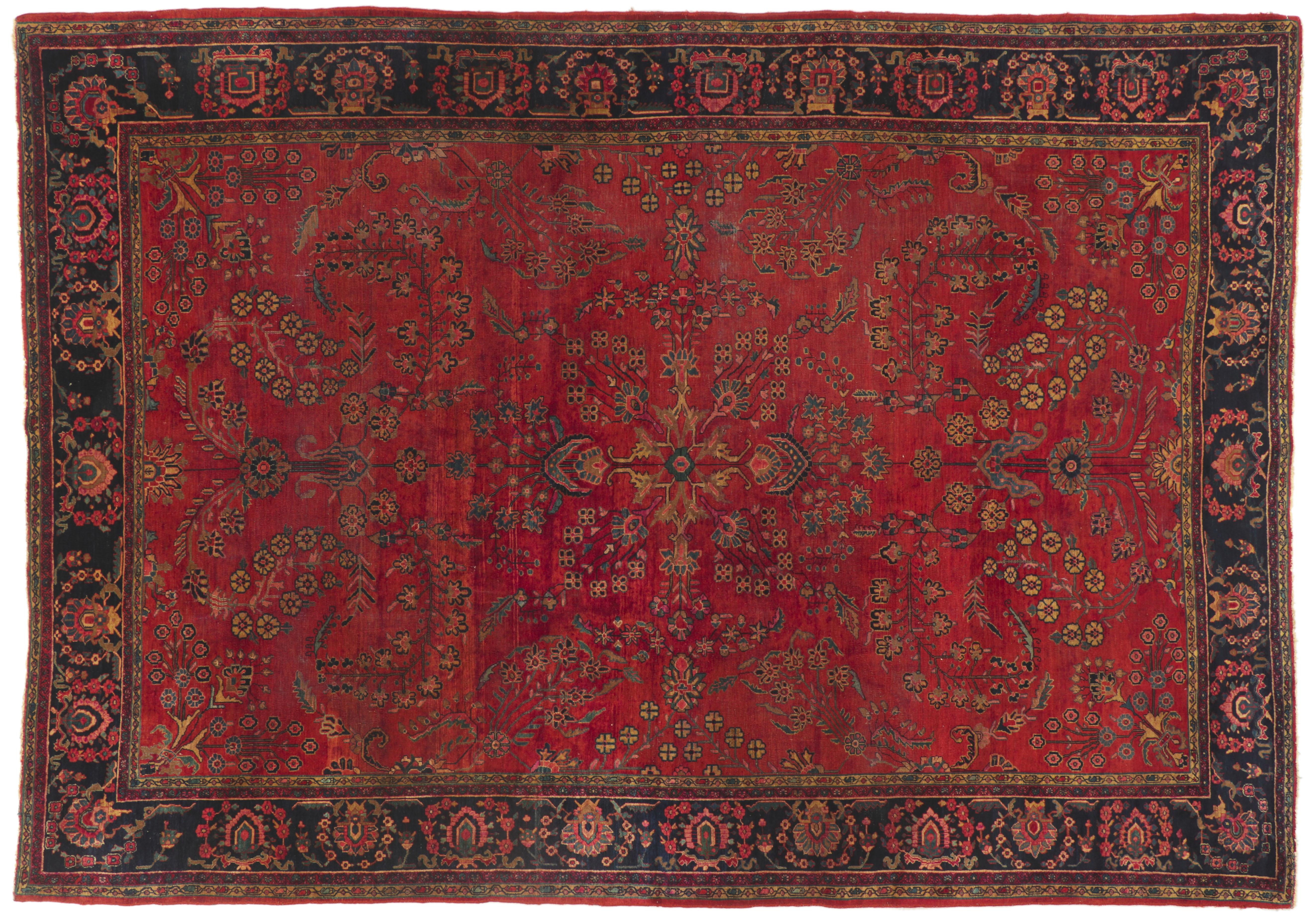 Antique Persian Mohajeran Sarouk Rug with Beguiling Decadence For Sale 3