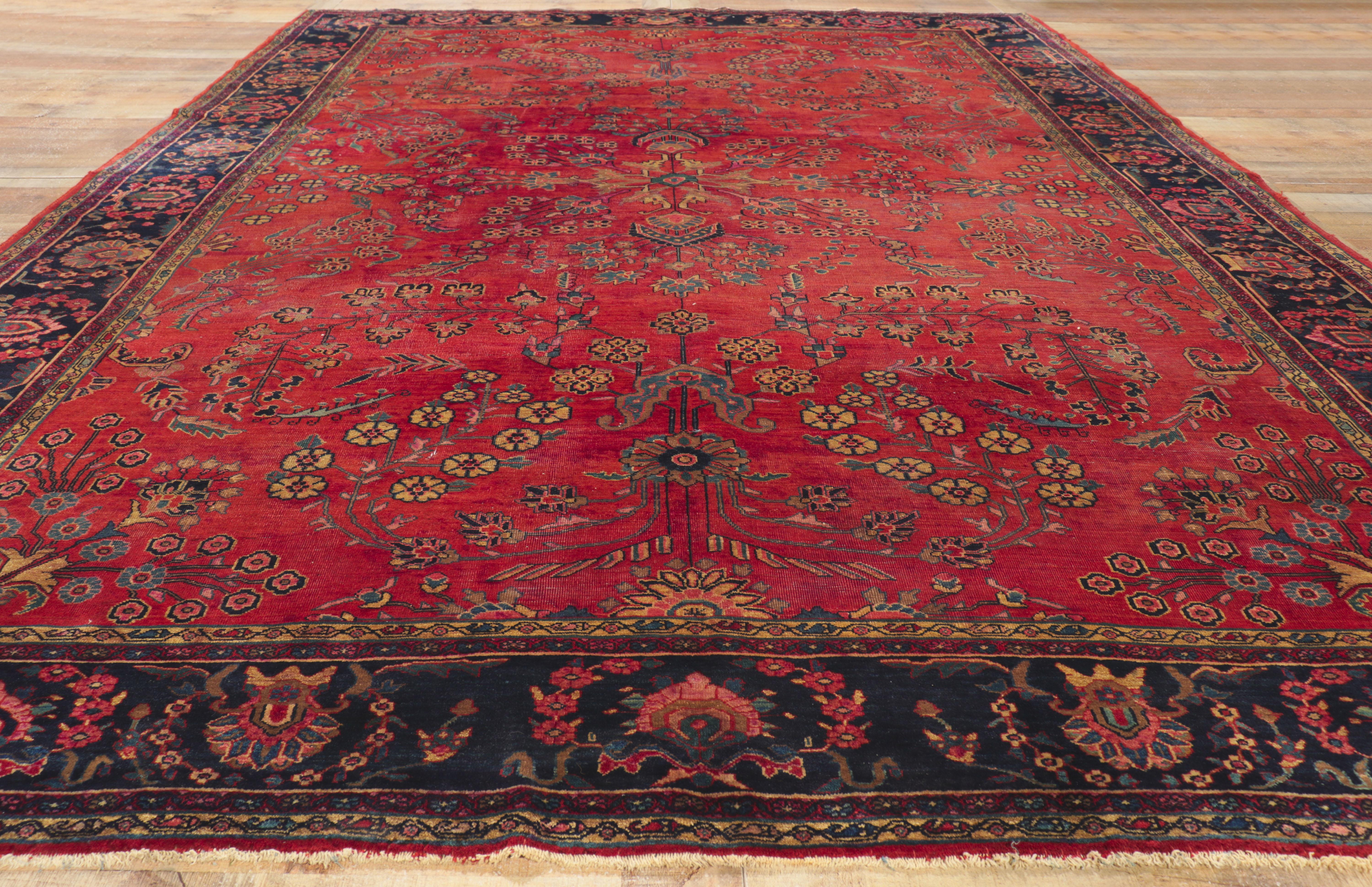 Antique Persian Mohajeran Sarouk Rug with Beguiling Decadence For Sale 1