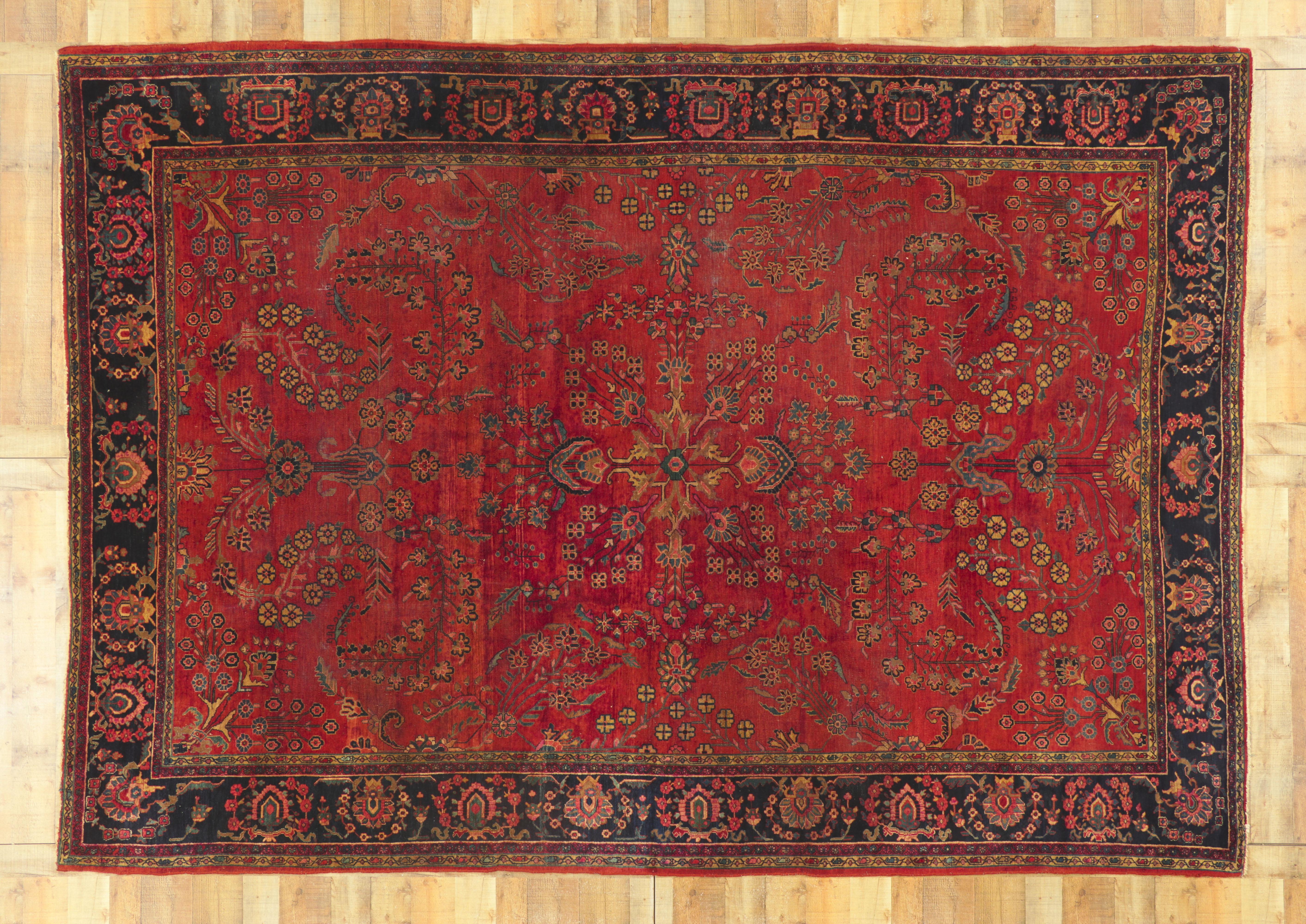 Antique Persian Mohajeran Sarouk Rug with Beguiling Decadence For Sale 2