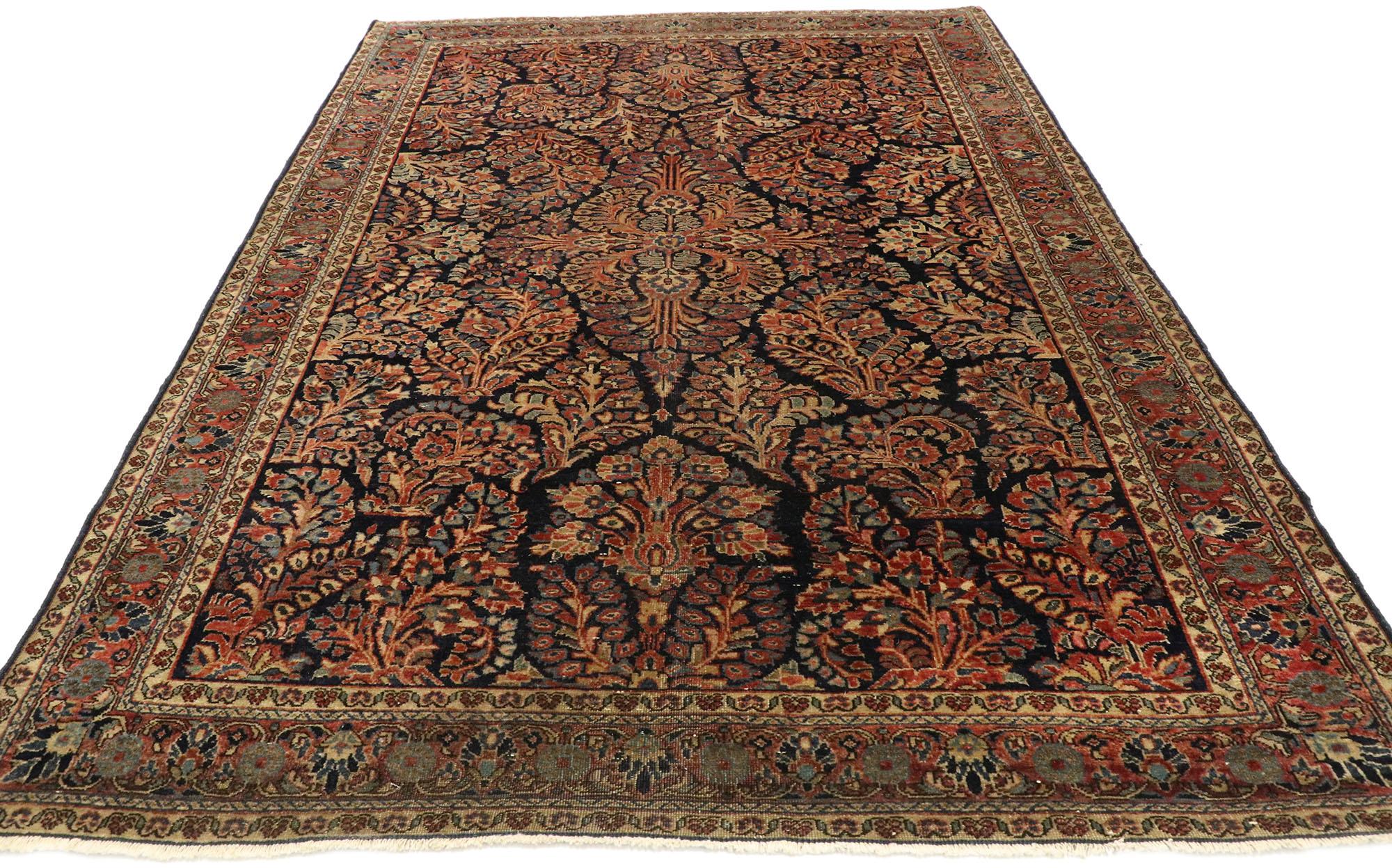 Sarouk Farahan Antique Persian Mohajeran Sarouk Rug with French Baroque Victorian Style For Sale