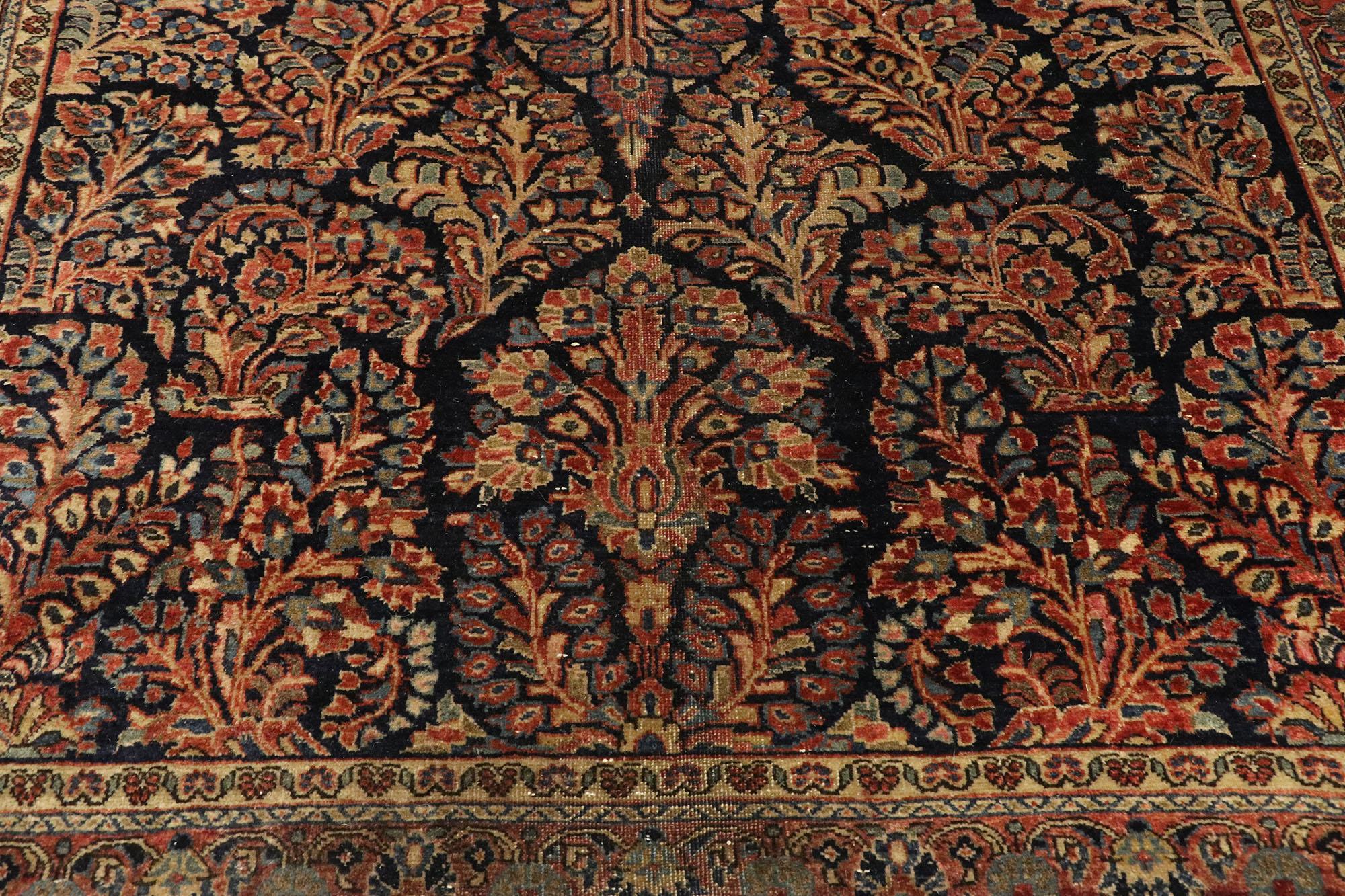 Hand-Knotted Antique Persian Mohajeran Sarouk Rug with French Baroque Victorian Style For Sale