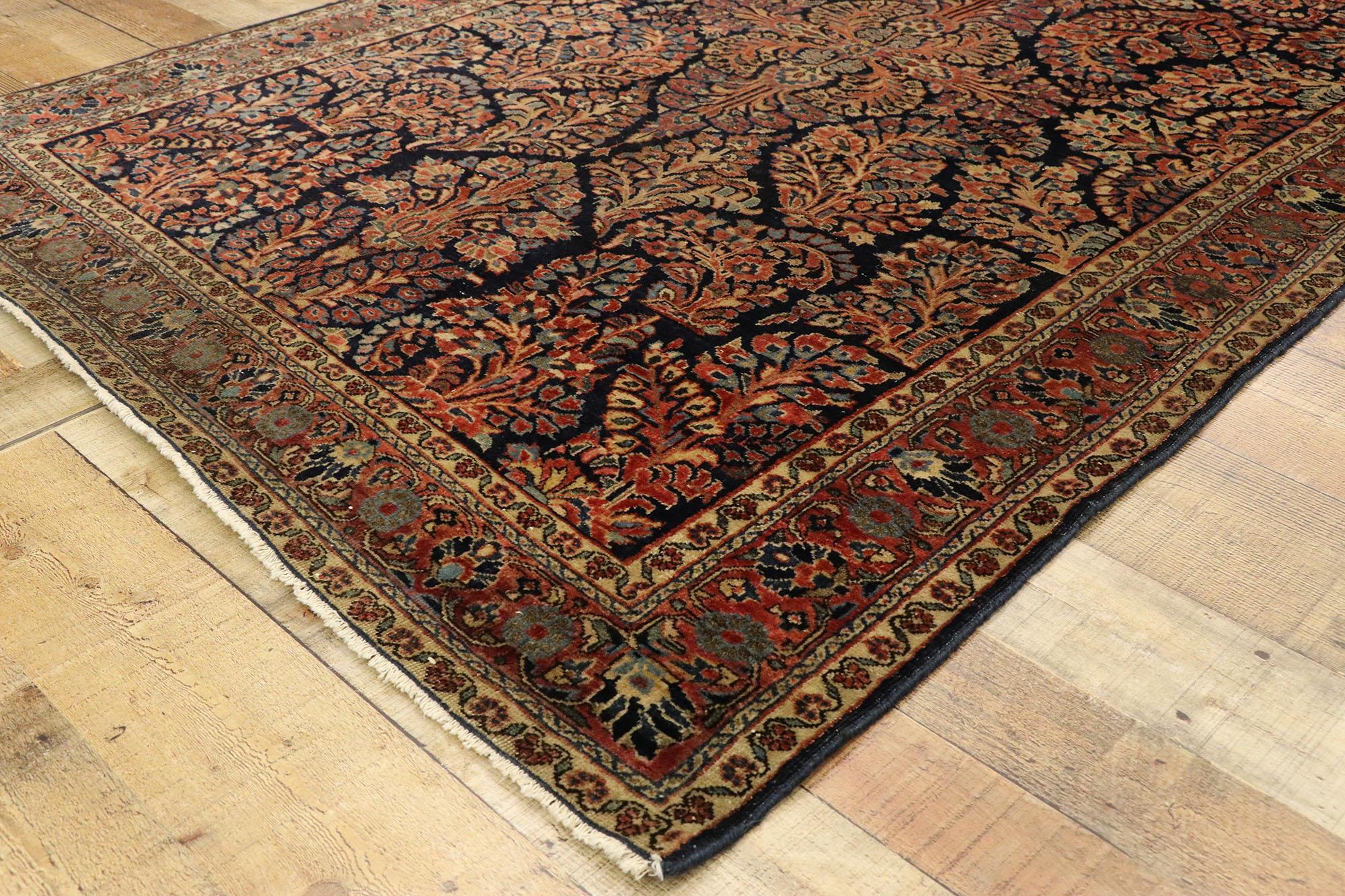 19th Century Antique Persian Mohajeran Sarouk Rug with French Baroque Victorian Style For Sale
