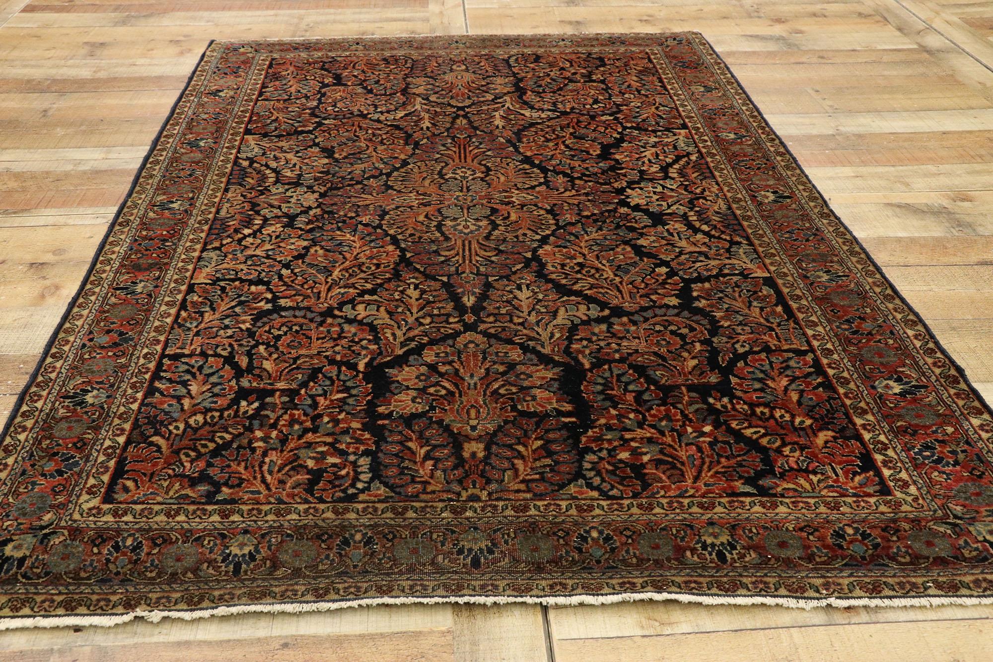 Wool Antique Persian Mohajeran Sarouk Rug with French Baroque Victorian Style For Sale