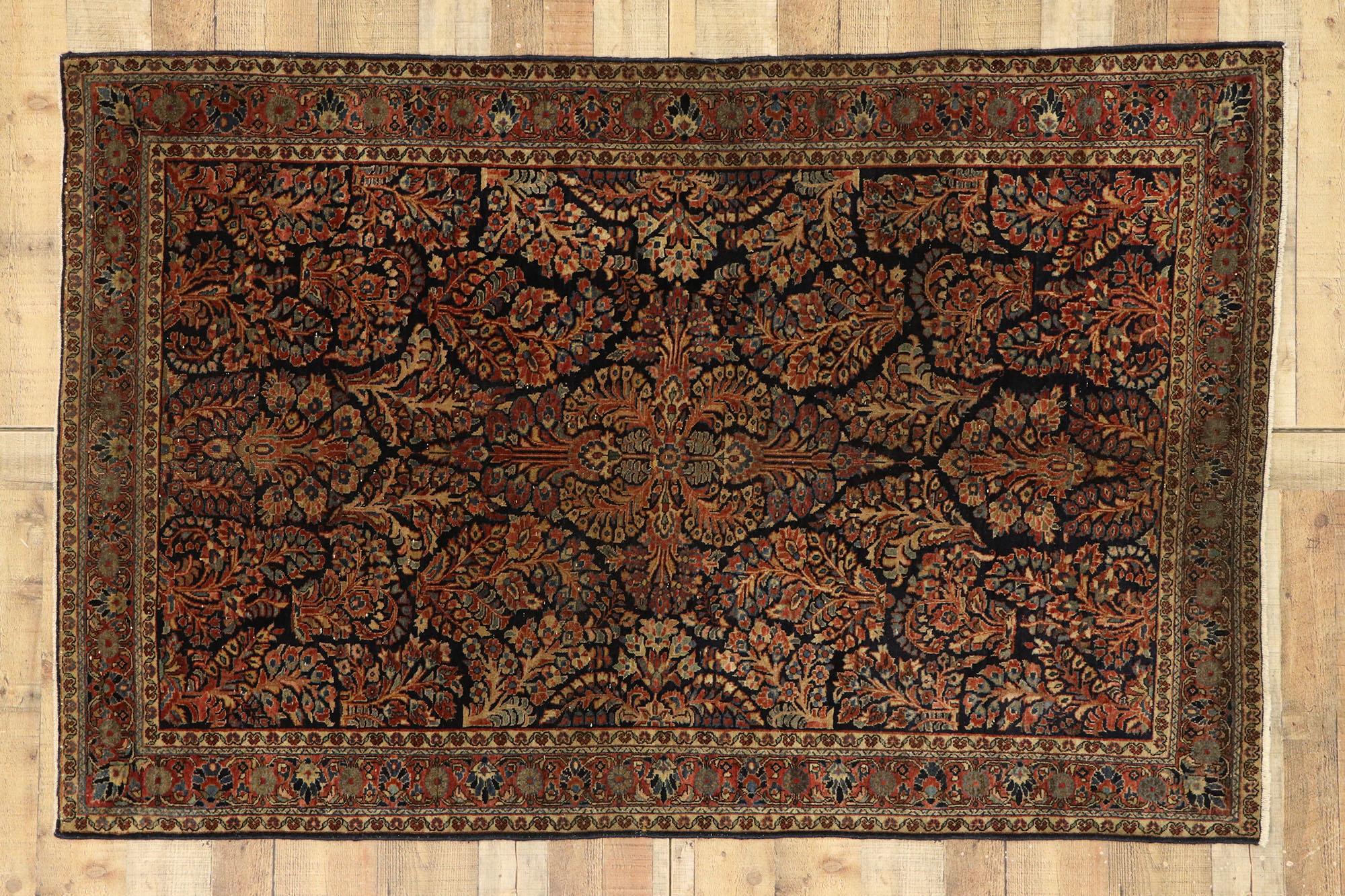 Antique Persian Mohajeran Sarouk Rug with French Baroque Victorian Style For Sale 1