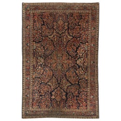 Used Persian Mohajeran Sarouk Rug with French Baroque Victorian Style