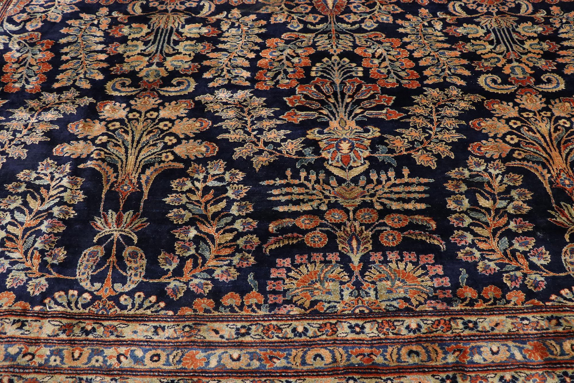 Hand-Knotted Antique Persian Mohajeran Sarouk Hotel Lobby Size Rug  For Sale