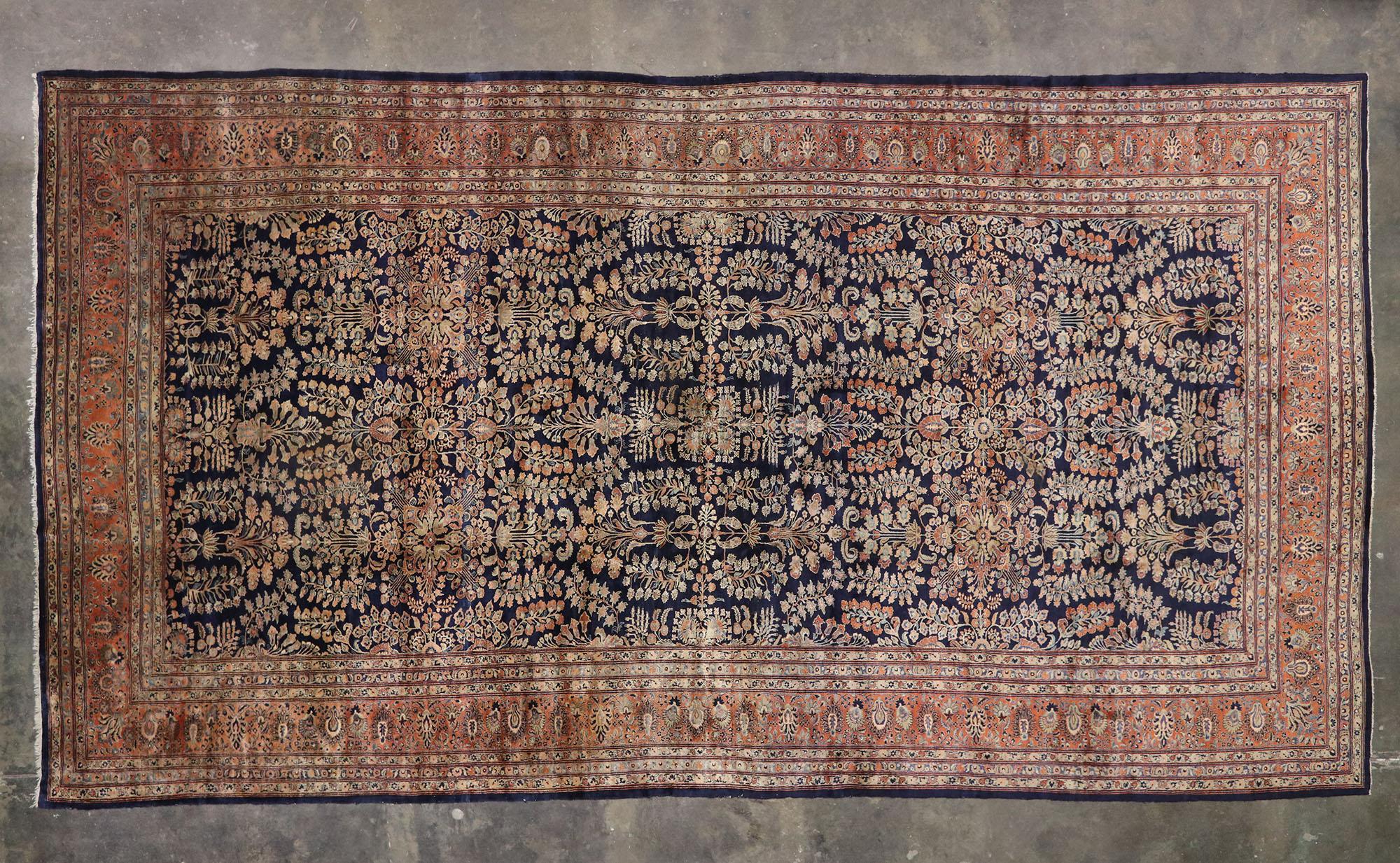 Antique Persian Mohajeran Sarouk Hotel Lobby Size Rug  For Sale 1