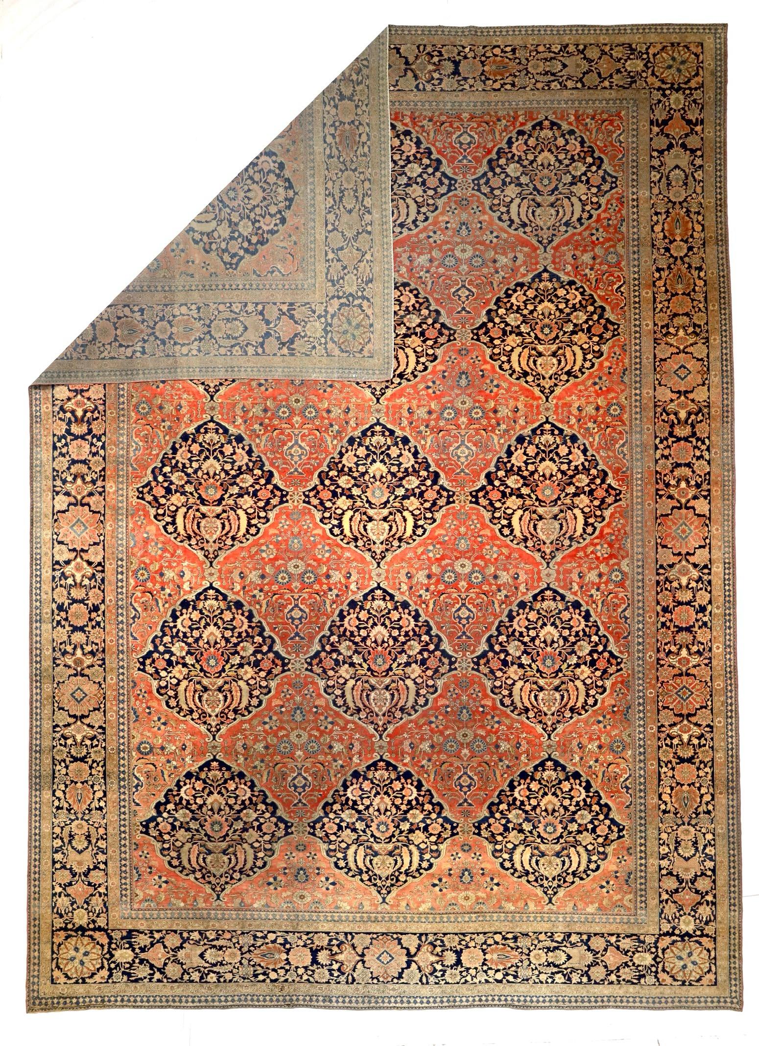 Antiker persischer Mohtasham Kashan Teppich 10'4