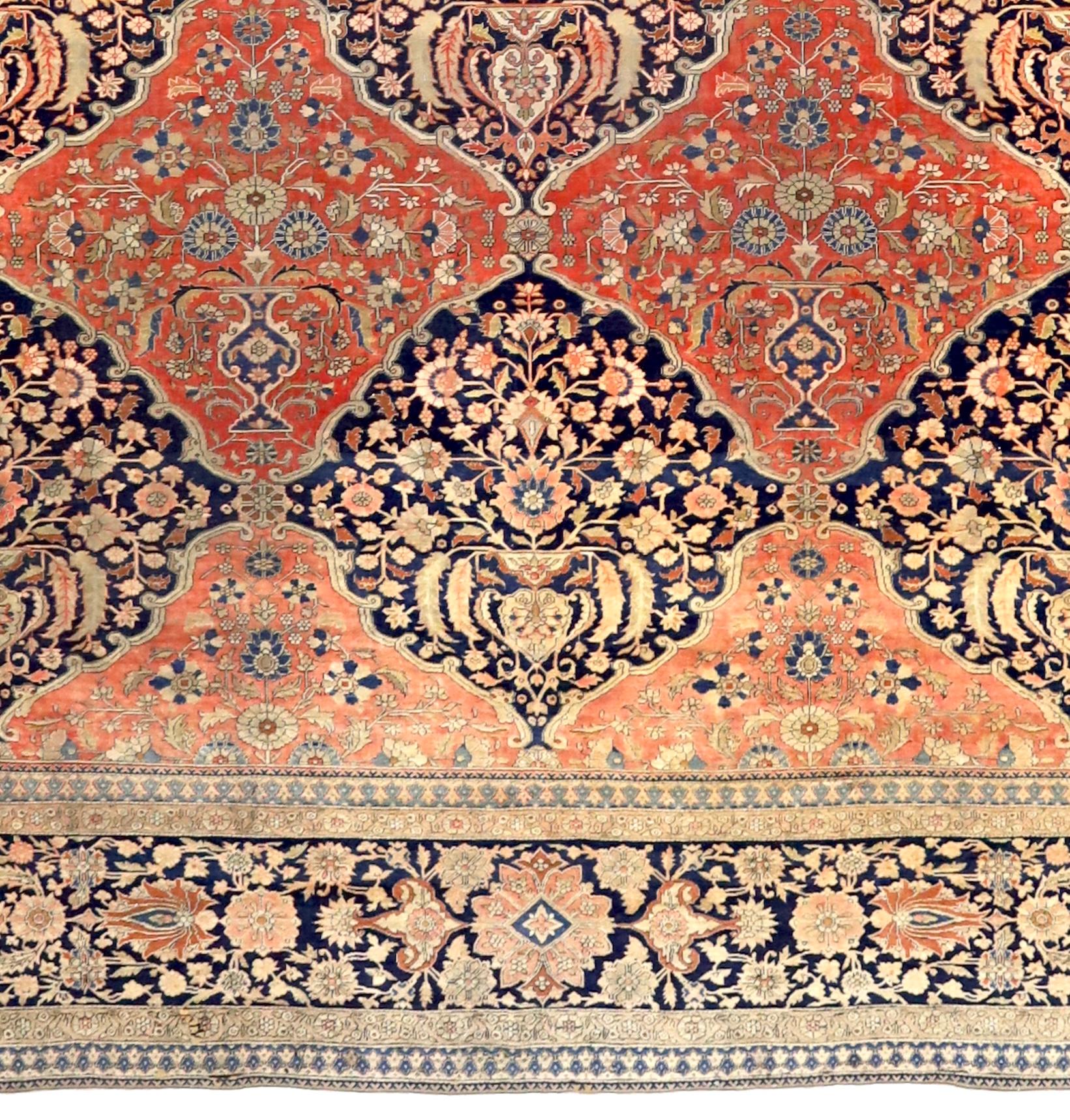 Antiker persischer Mohtasham Kashan Teppich 10'4 x 14'6 im Zustand „Gut“ im Angebot in New York, NY