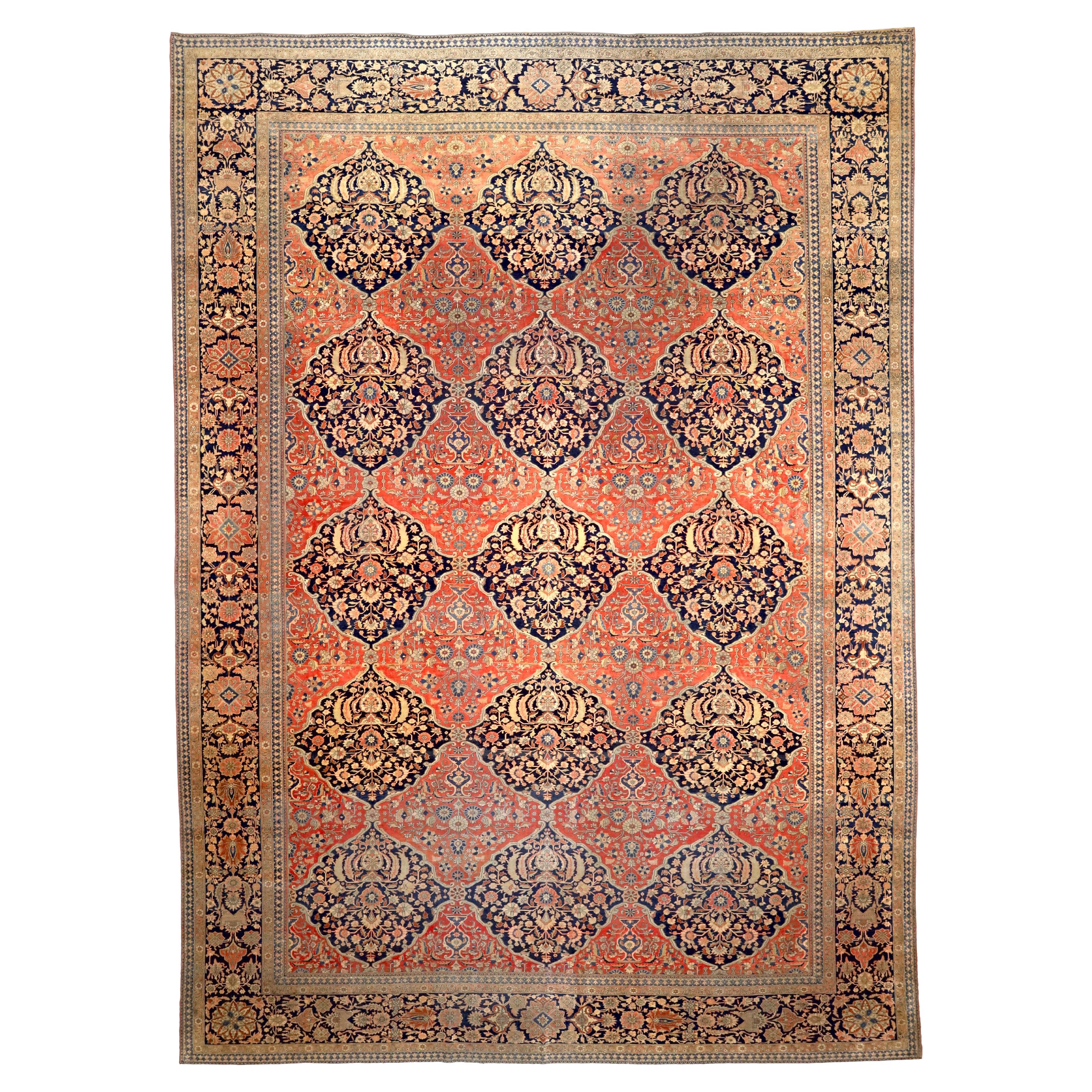 Antique Persian Mohtasham Kashan Rug 10’4” x 14’6”