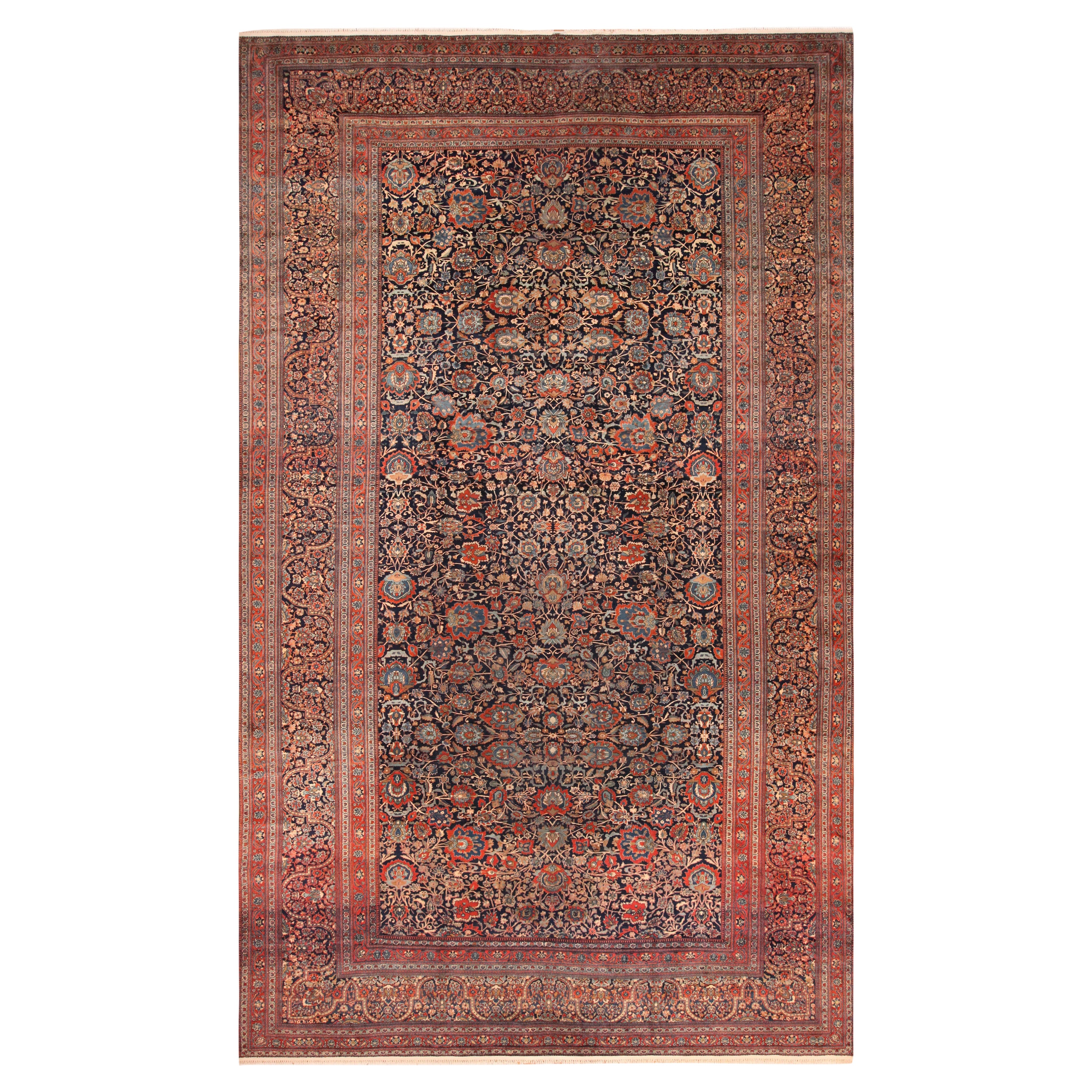 Antiker persischer Mohtasham Kashan Teppich. 11 Fuß x 18 Fuß 9 Zoll