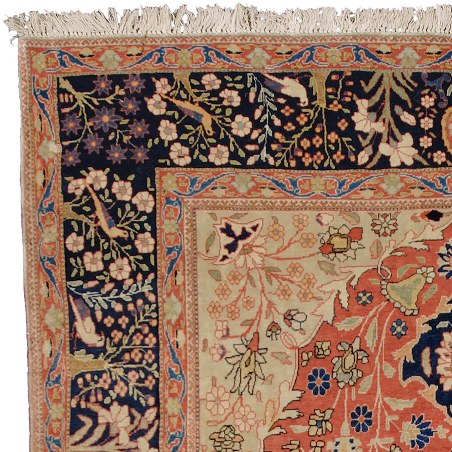 Antiker persischer Mohtasham Kashan-Teppich, 1880 (Handgewebt) im Angebot