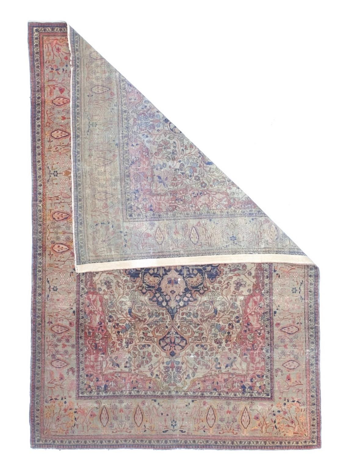 Antiker persischer Mohtasham Kashan Teppich 4'2