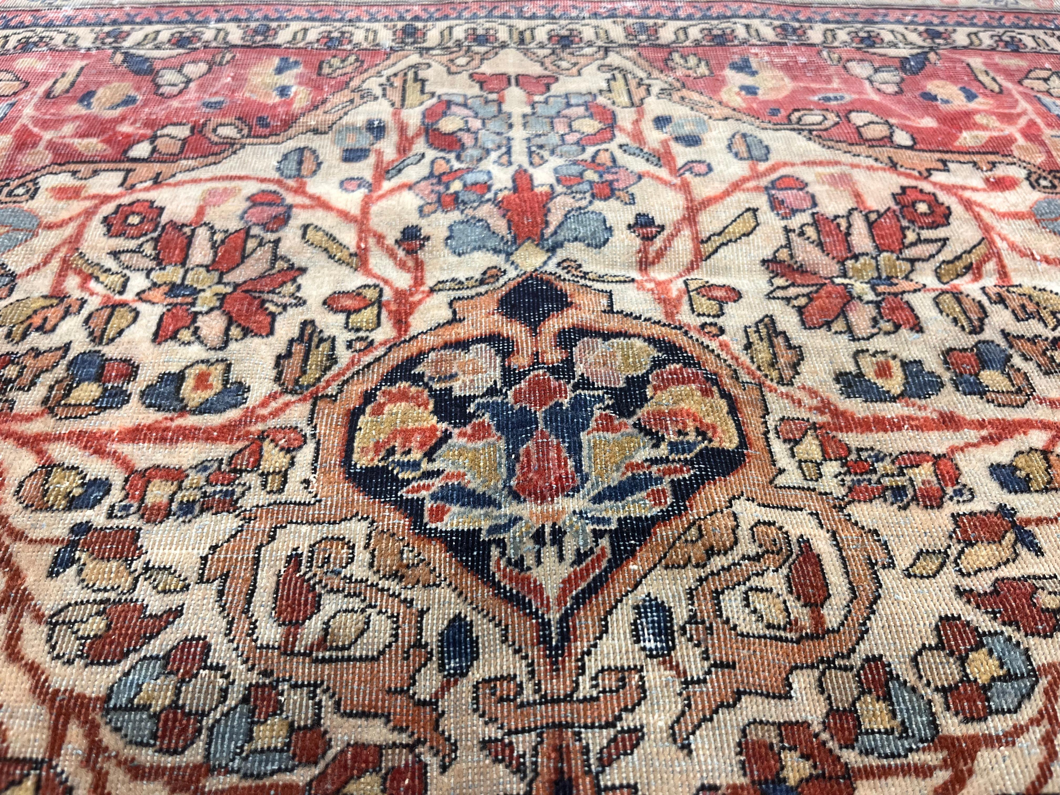 Antiker persischer Mohtasham Kashan Teppich 4'2