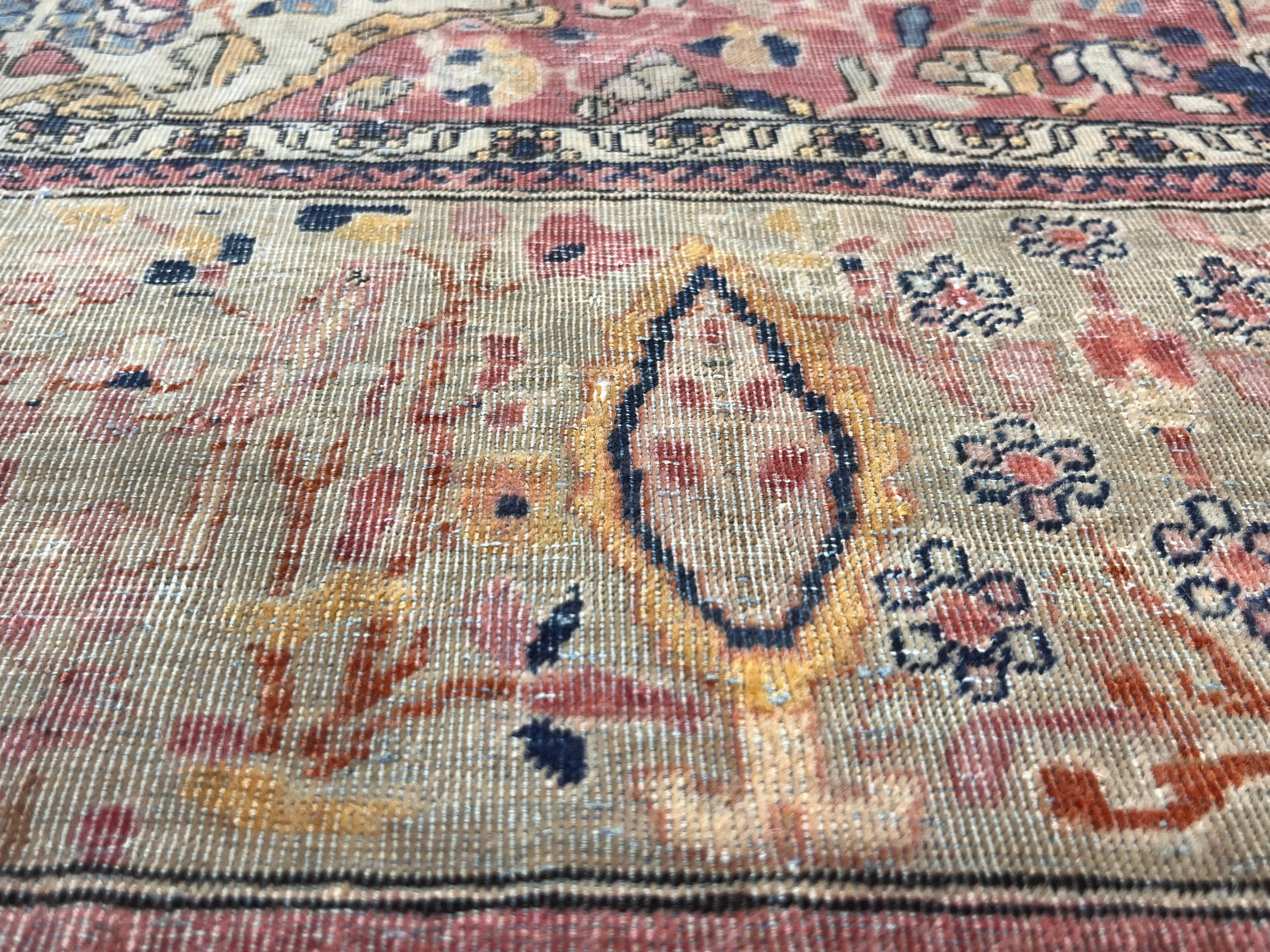 Antiker persischer Mohtasham Kashan Teppich 4'2