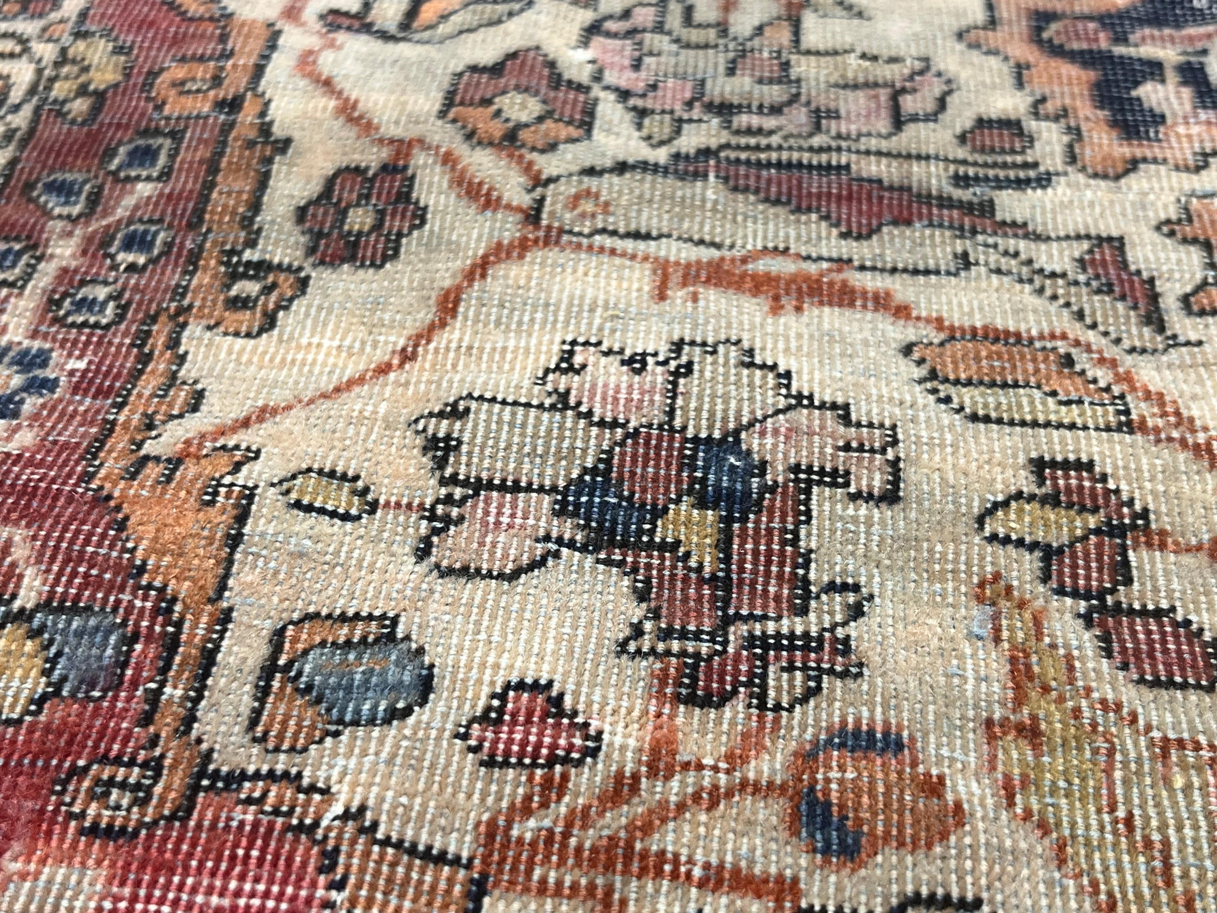 Antiker persischer Mohtasham Kashan Teppich 4'2
